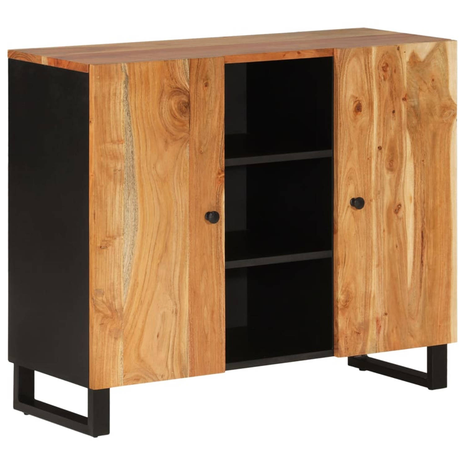 The Living Store Dressoir Massief Acaciahout - 90 x 33 x 75 cm - Stevig Tafelblad