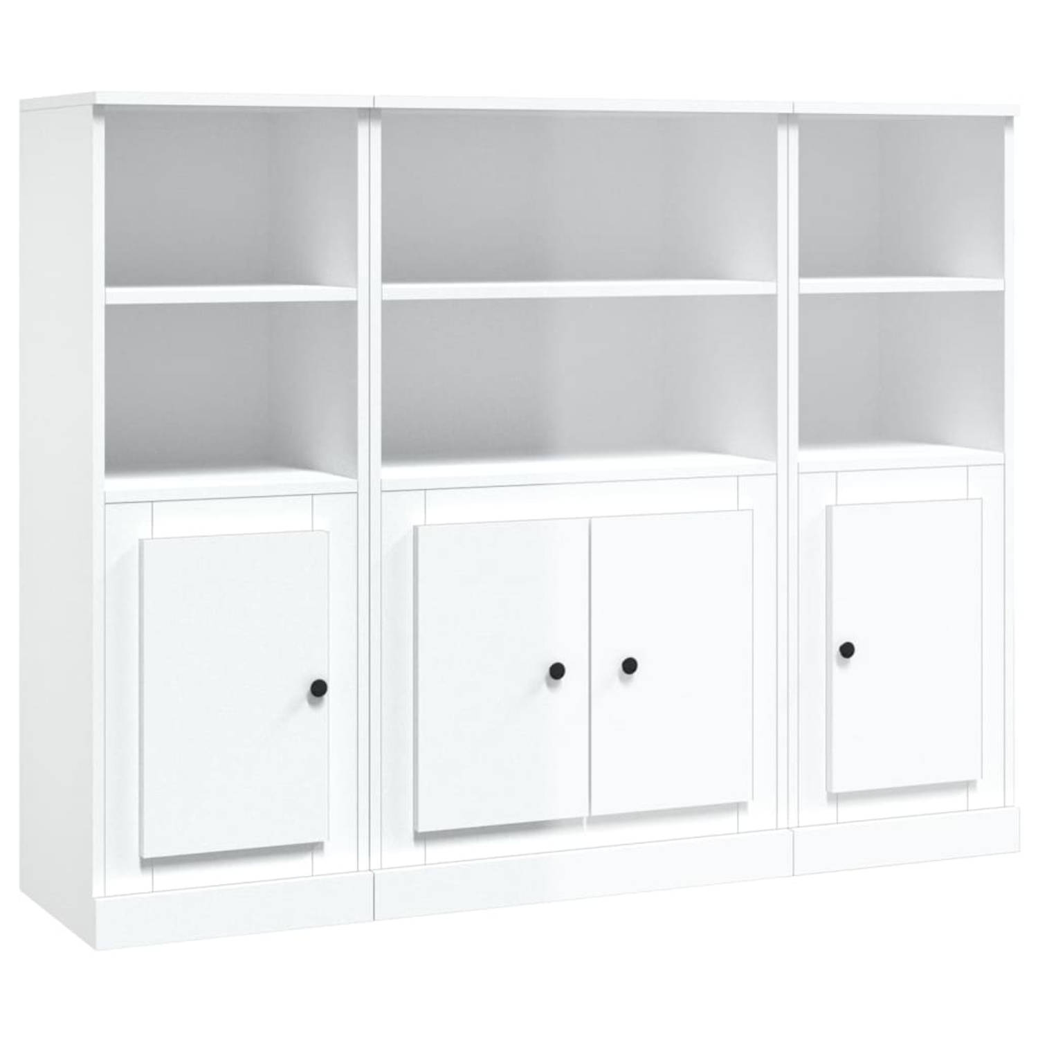 The Living Store Hoge kasten - Hoogglans wit - 132 x 35.5 x 103.5 cm - Duurzaam materiaal