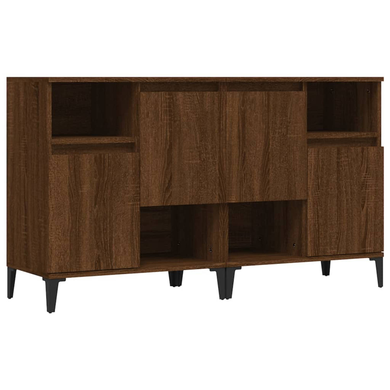 The Living Store Dressoir Classic Bruineiken - 60 x 35 x 70 cm - Bewerkt hout en metaal