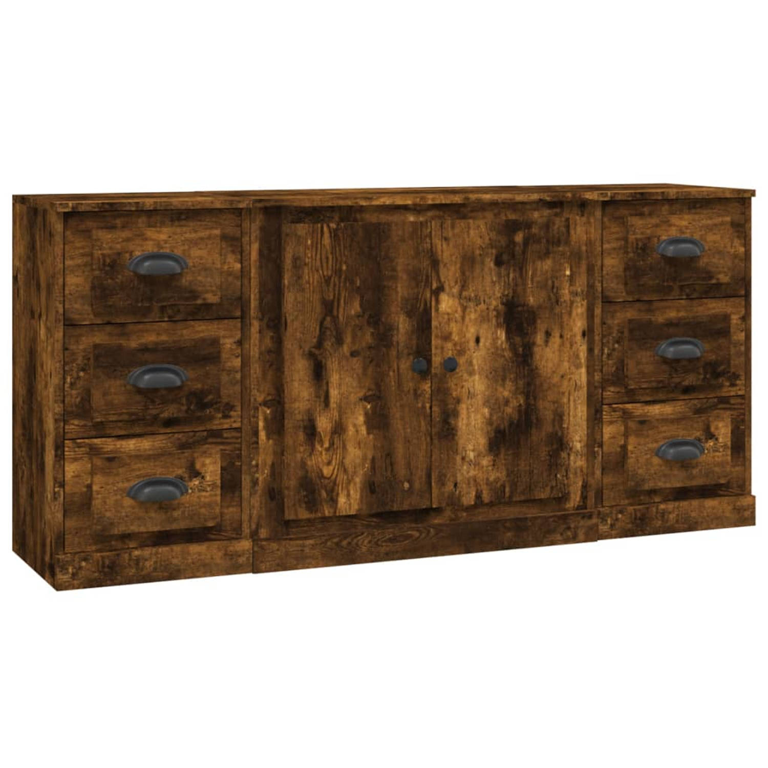 The Living Store Dressoir - Gerookt eiken - 142 x 35.5 x 67.5 cm - Montage vereist