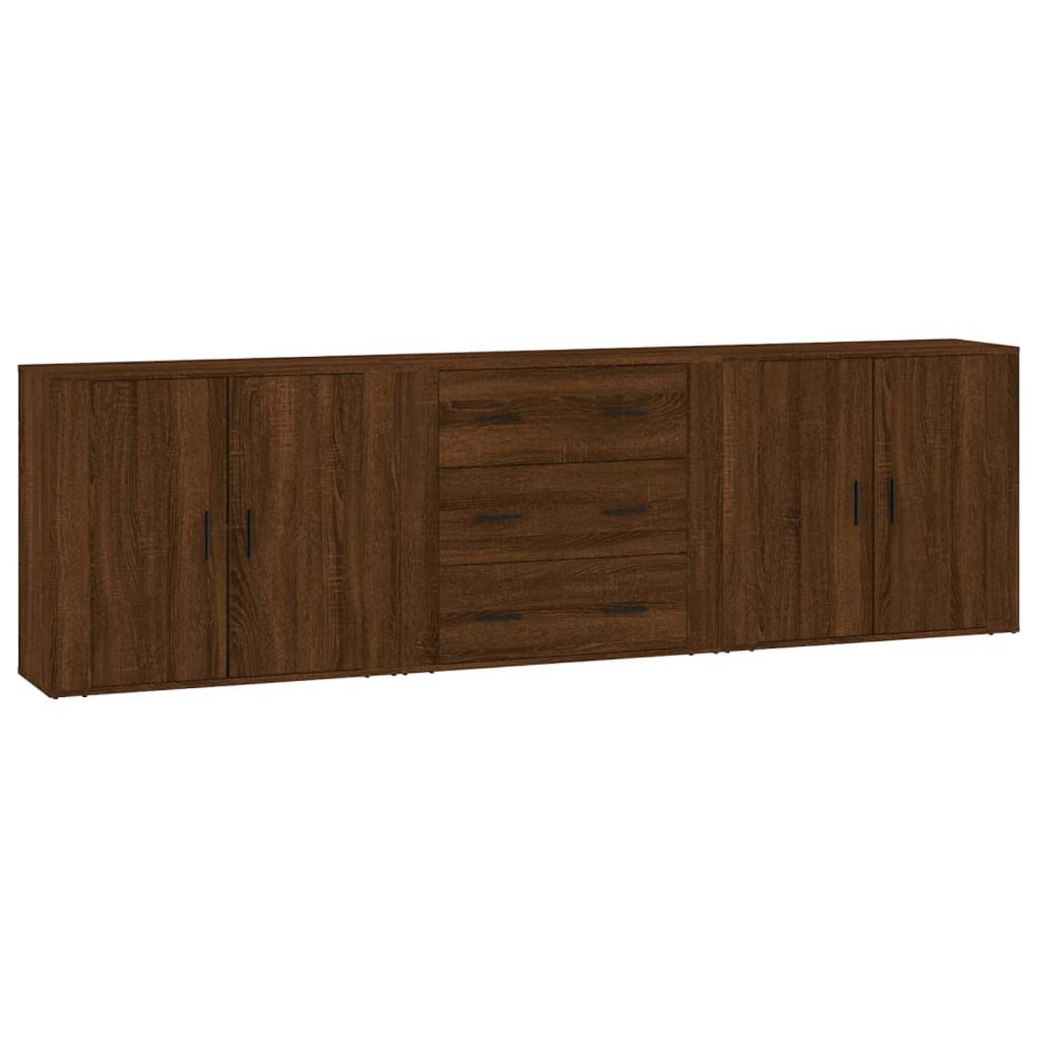 The Living Store Dressoir Bruineiken - Set van 3 - 80 x 33 x 70 cm - Duurzaam bewerkt hout