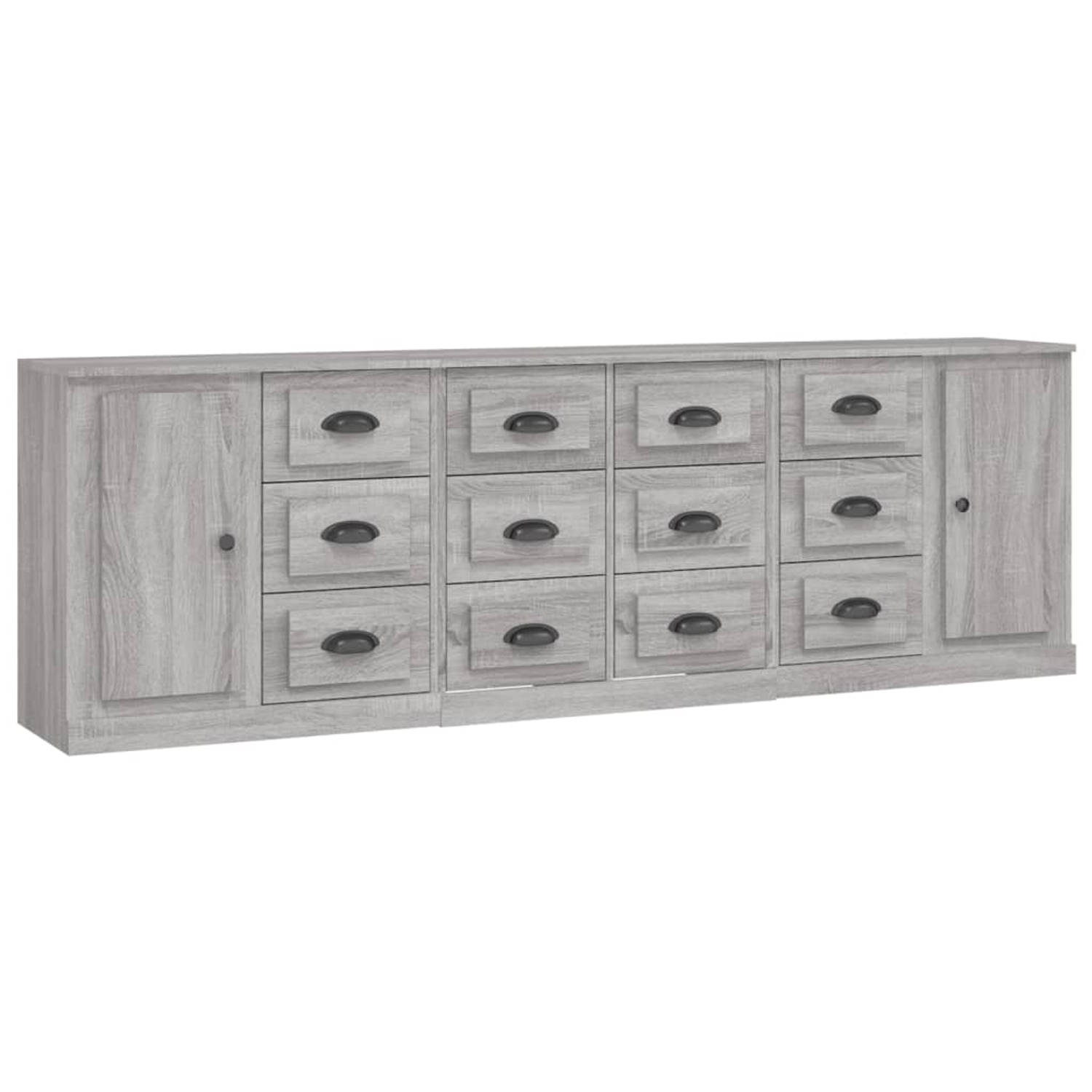 The Living Store Klassieke dressoirs - Grijs Sonoma eiken - 70 x 35.5 x 67.5 cm - Duurzaam materiaal