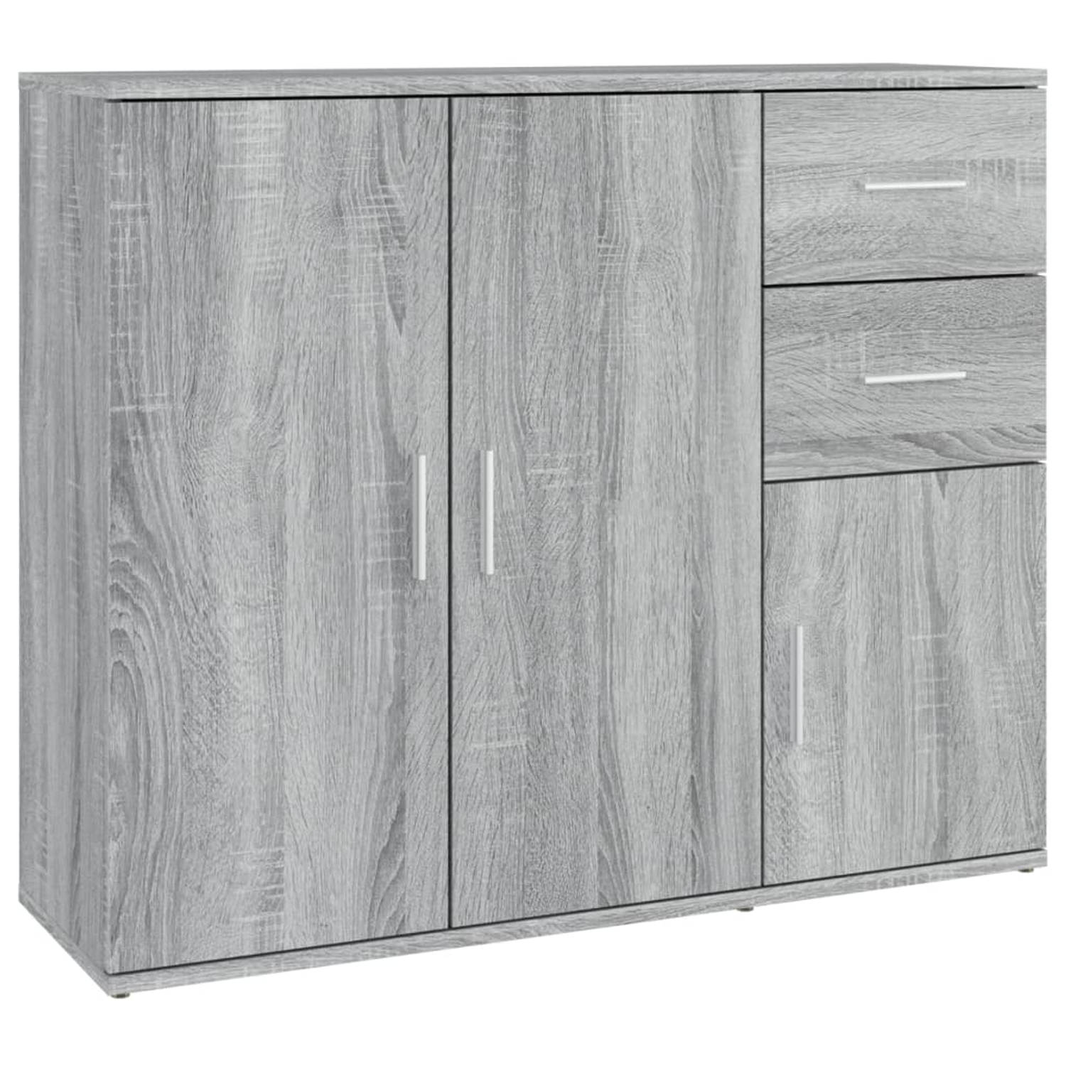 The Living Store Dressoir Classic Grey Sonoma Eiken - 91x29.5x75 cm - Stevig bewerkt hout