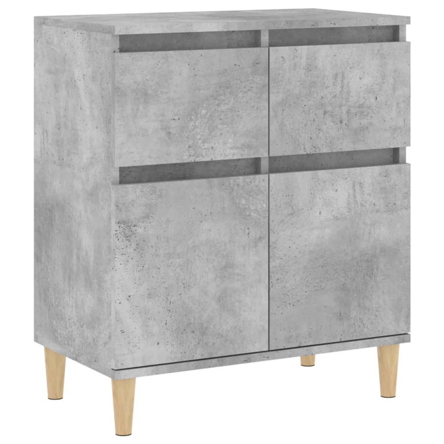 The Living Store Dressoir - Betongrijs - 60 x 35 x 70 cm - Duurzaam bewerkt hout - Massief eucalyptushout