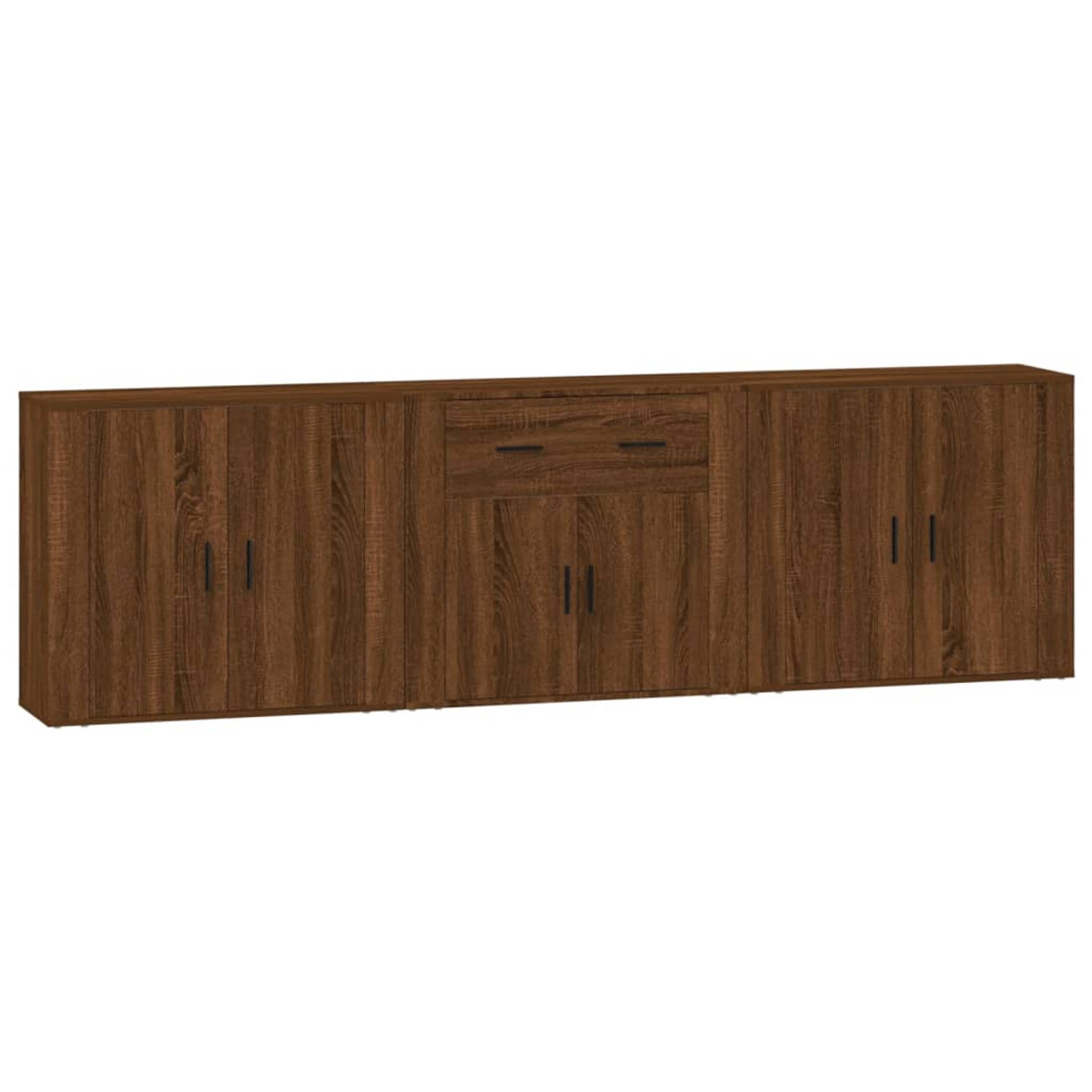 The Living Store Dressoirs Bruineiken - Set van 3 - 80 x 33 x 70 cm - Duurzaam hout - Voldoende opbergruimte
