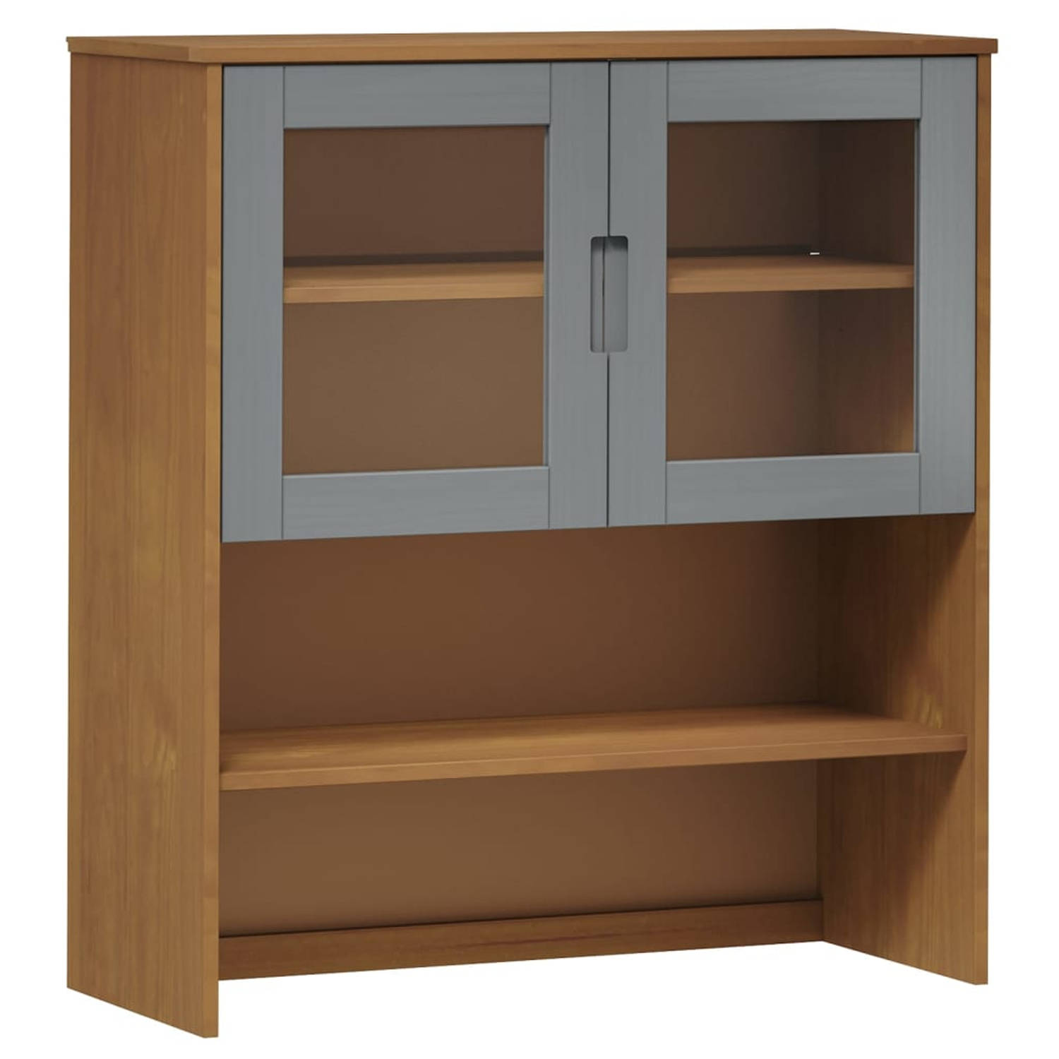 The Living Store Opzetkast MOLDE 90x35x100 cm massief grenenhout bruin - Keukenkast