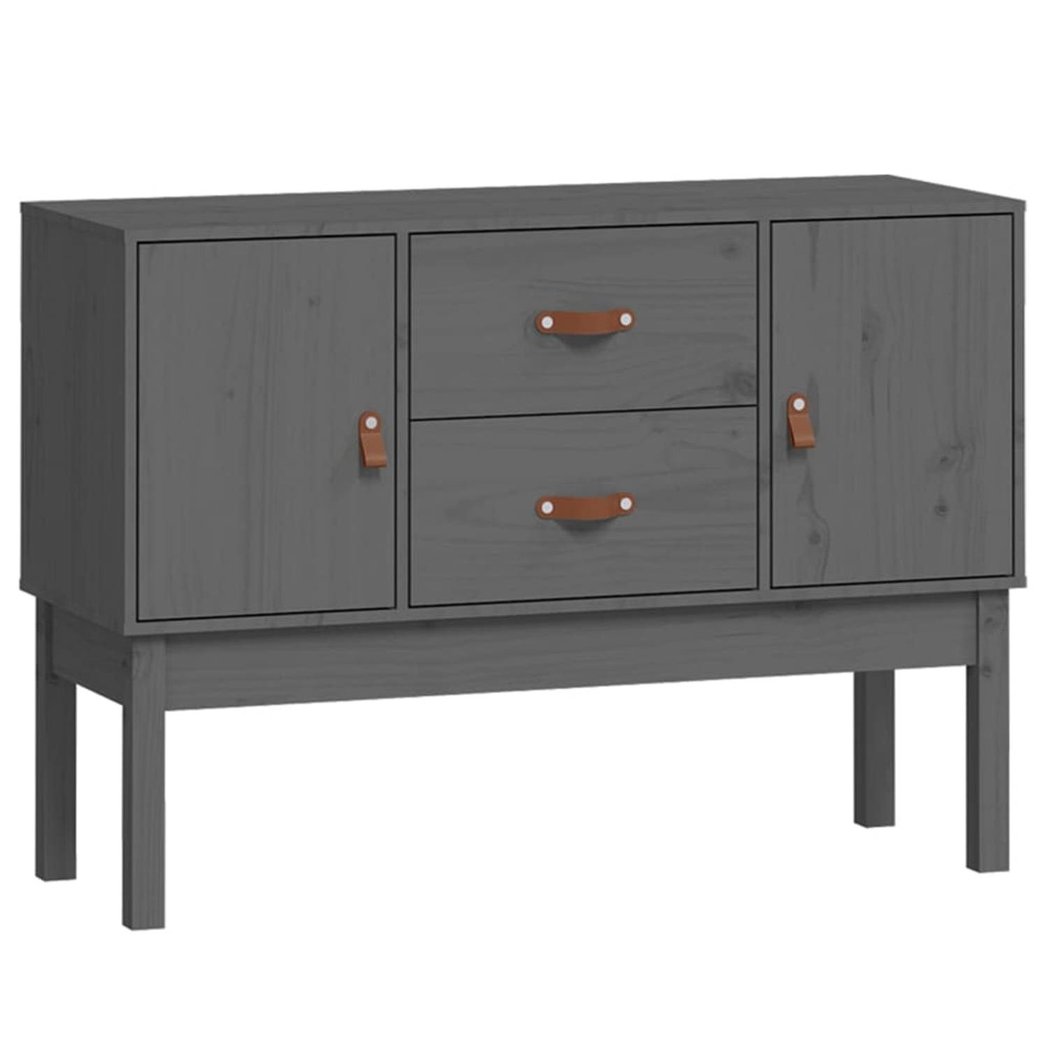 The Living Store Dressoir Grenenhout - Grijs - 110x40x78 cm