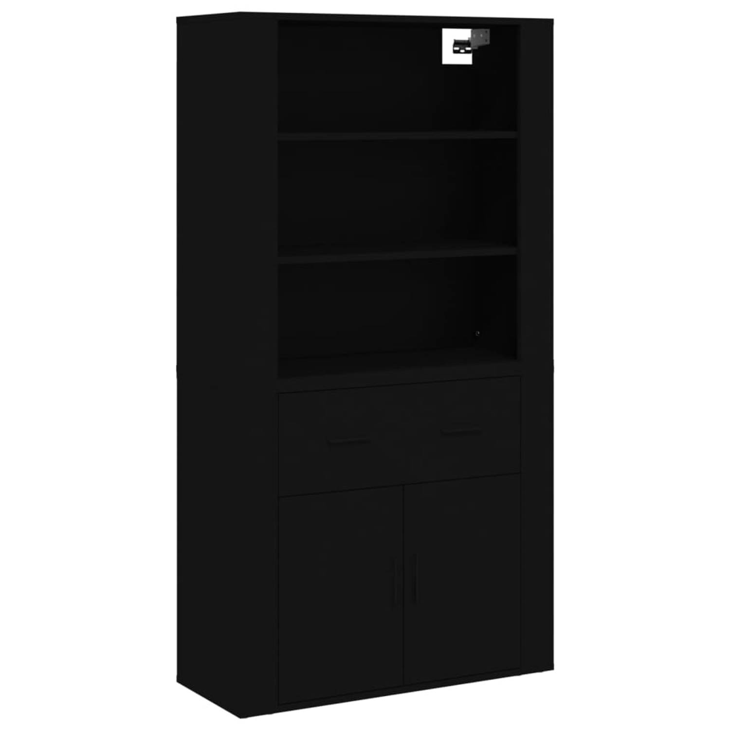 The Living Store Hoge Kast - Buffetkast - 80 x 33 x 80 cm - Zwart