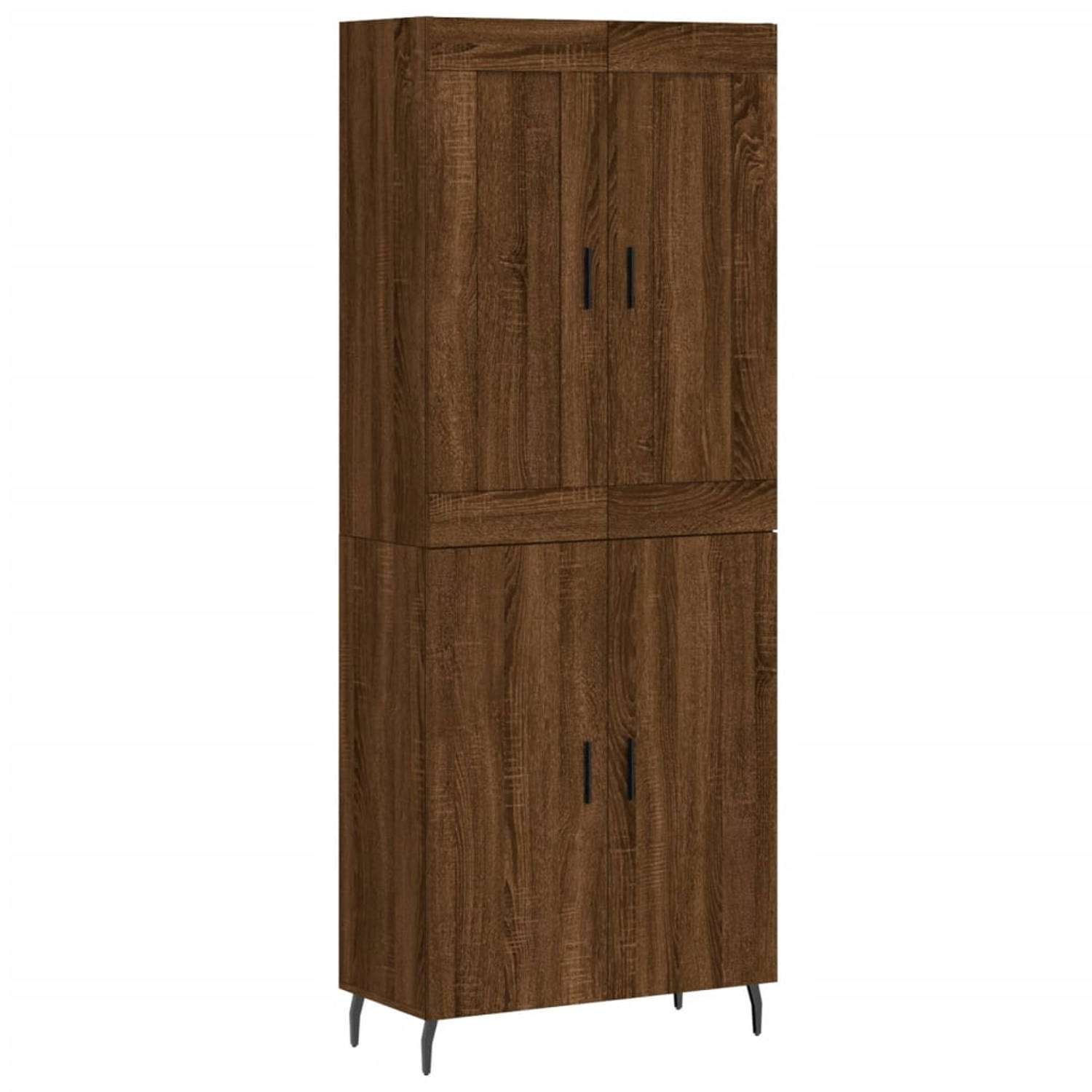 The Living Store Hoge Kast - Bruineiken - Bewerkt hout en ijzer - 69.5 x 34 x 180 cm (B x D x H)