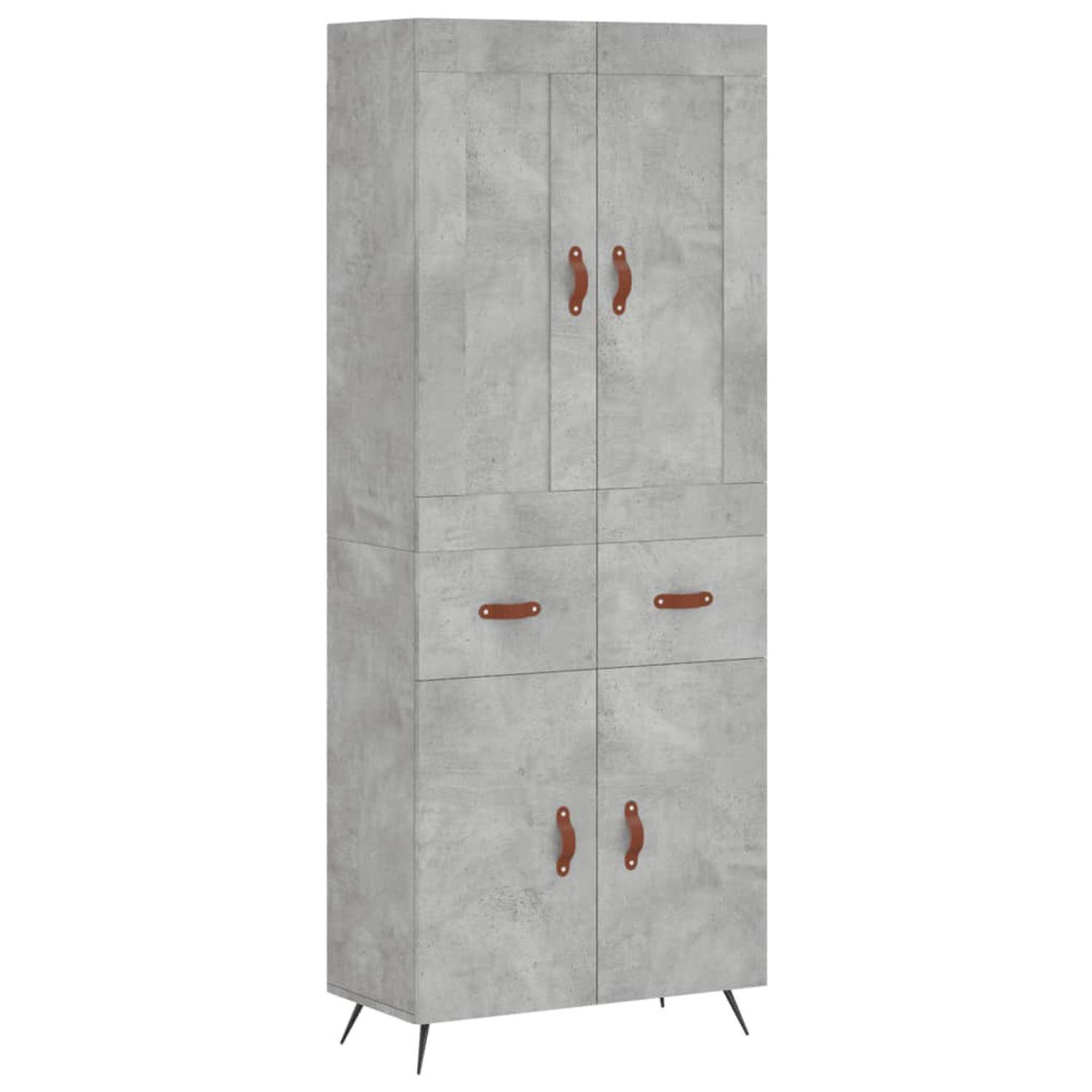 The Living Store Hoge Kast - Betongrijs - Dressoir- 69.5x34x90 cm - Opzetkast- 69.5x34x90 cm