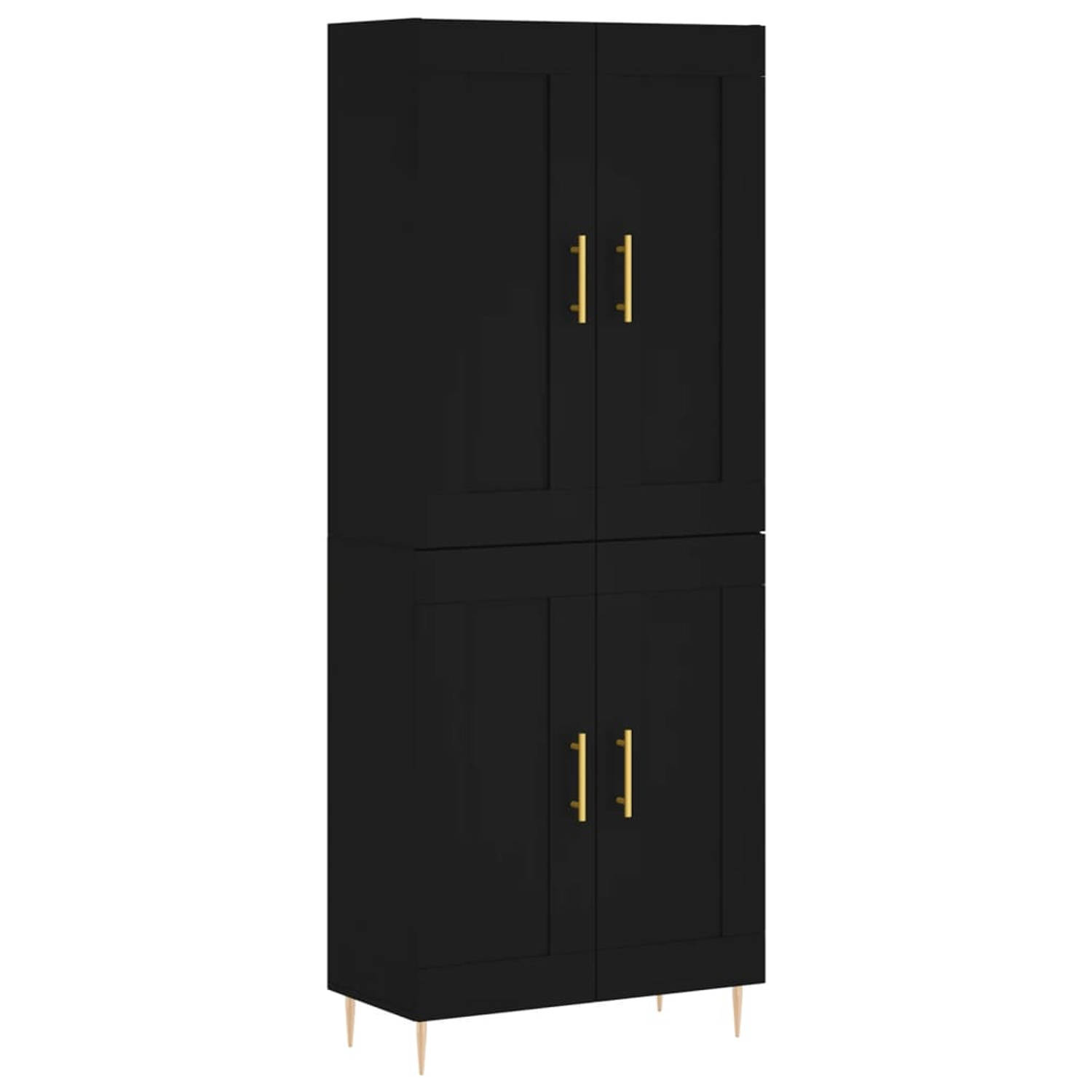 The Living Store Hoge kast - Kast - 69.5 x 34 x 180 cm - Zwart