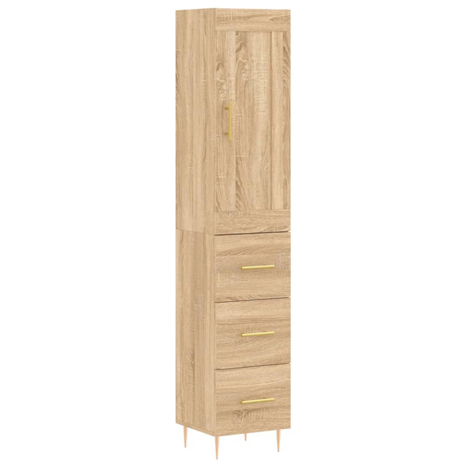 The Living Store Hoge Kast - Sonoma Eiken - 34.5 x 34 x 180 cm - Duurzaam Materiaal