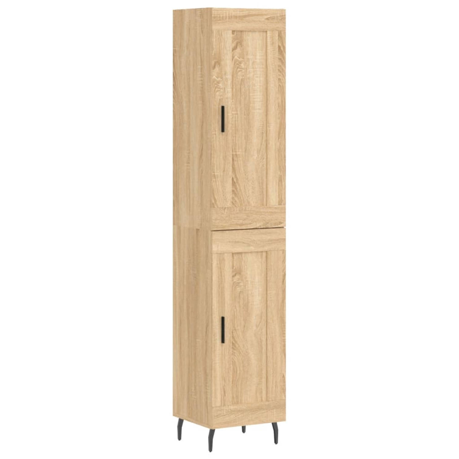 The Living Store Hoge kast 34-5x34x180 cm bewerkt hout sonoma eikenkleurig - Keukenkast