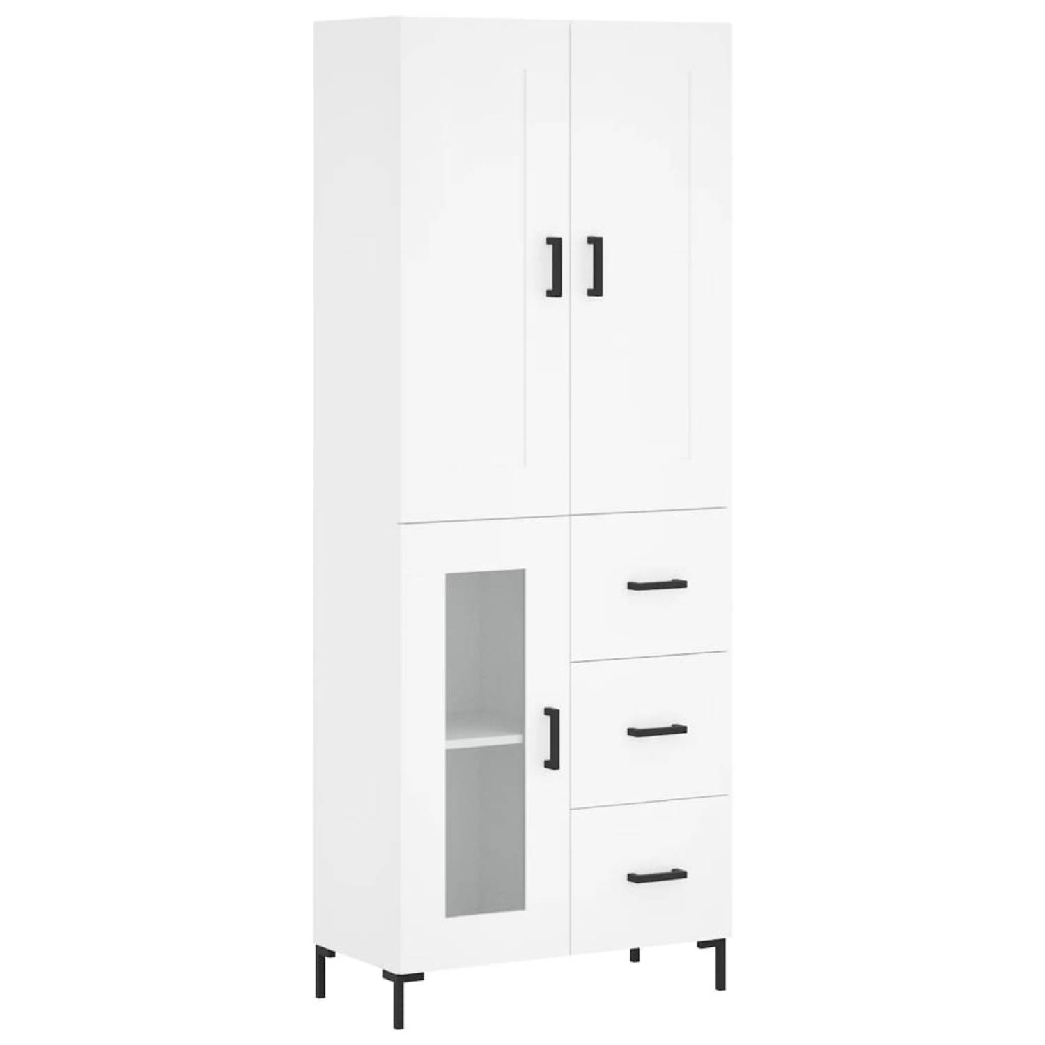 The Living Store hoge kast - wit - 69.5 x 34 x 180 cm - duurzaam materiaal