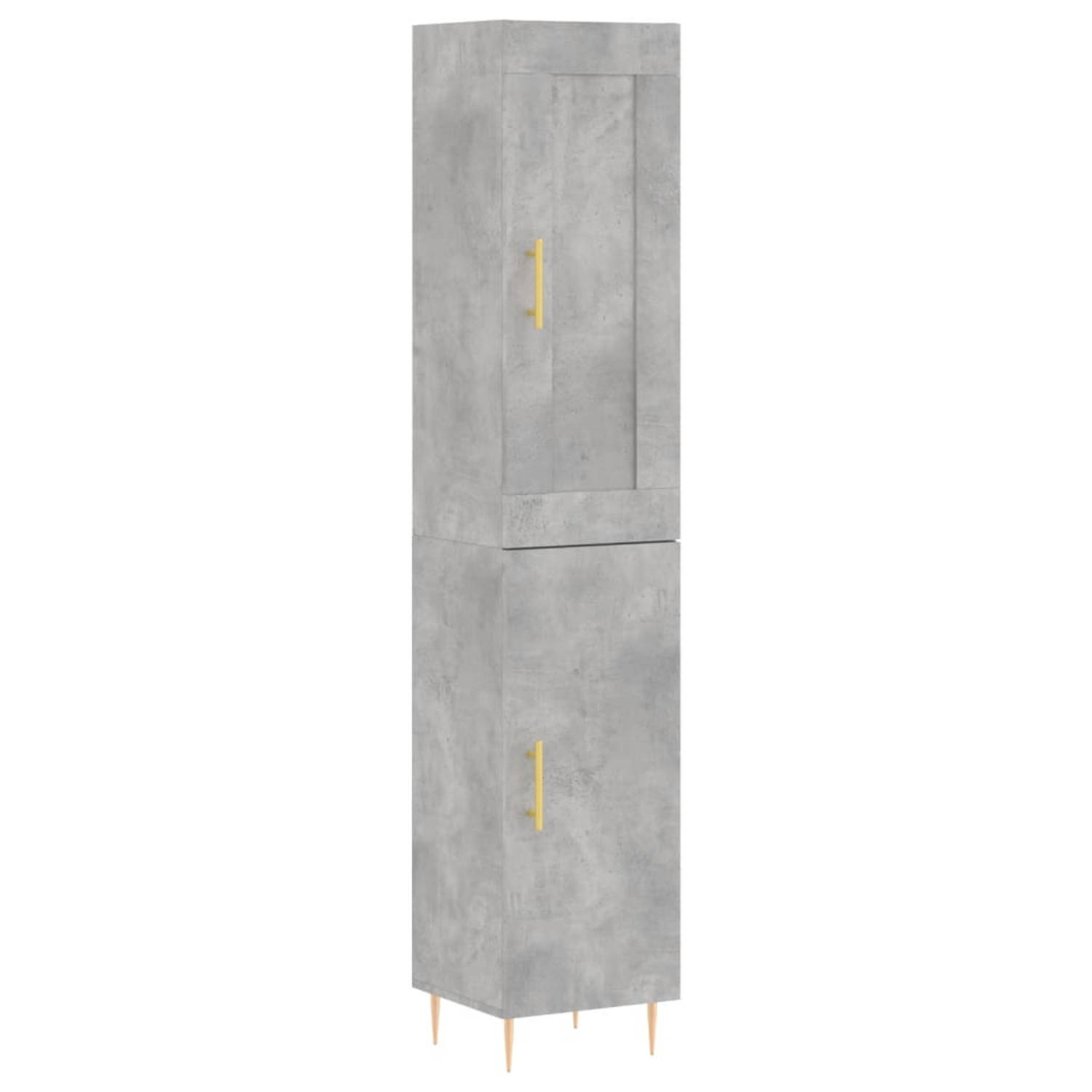 The Living Store Hoge Kast - Betongrijs - 34.5 x 34 x 180 cm