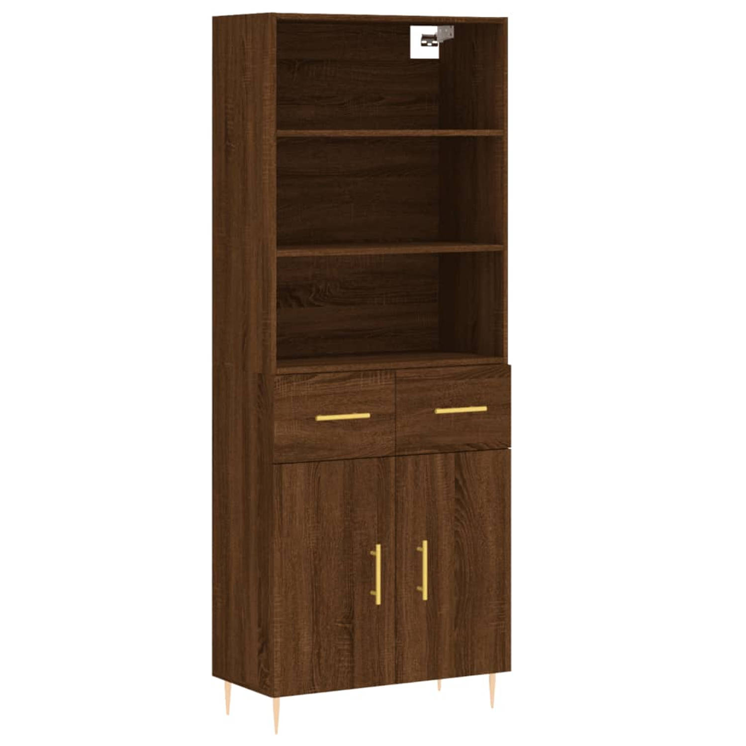 The Living Store Hoge Kast - Bruineiken - Bewerkt hout - 69.5 x 34 x 180 cm