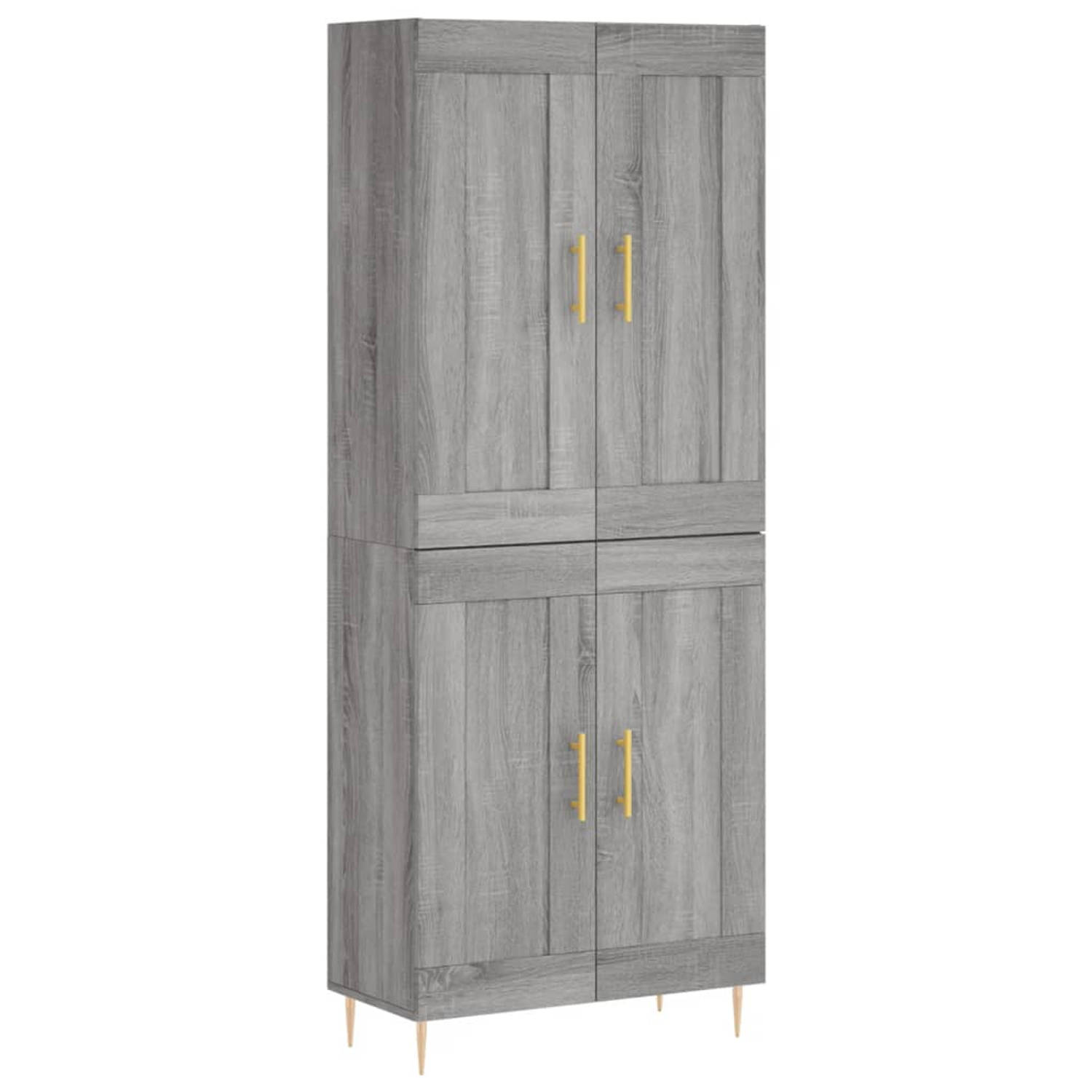 The Living Store Hoge kast 69-5x34x180 cm bewerkt hout grijs sonoma eikenkleurig - Keukenkast