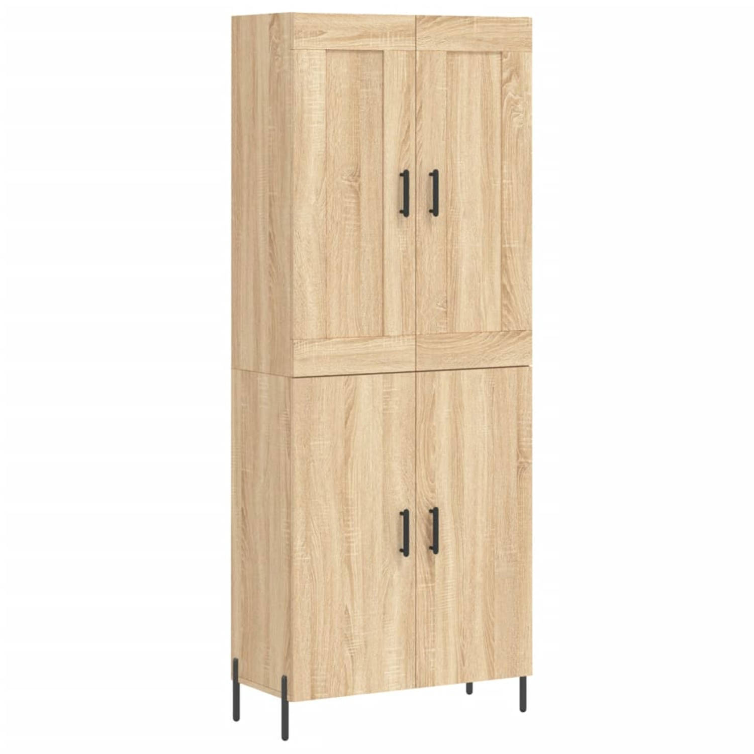 The Living Store Hoge Kast - Sonoma Eiken - Bewerkt Hout en Ijzer - 69.5 x 34 x 180 cm