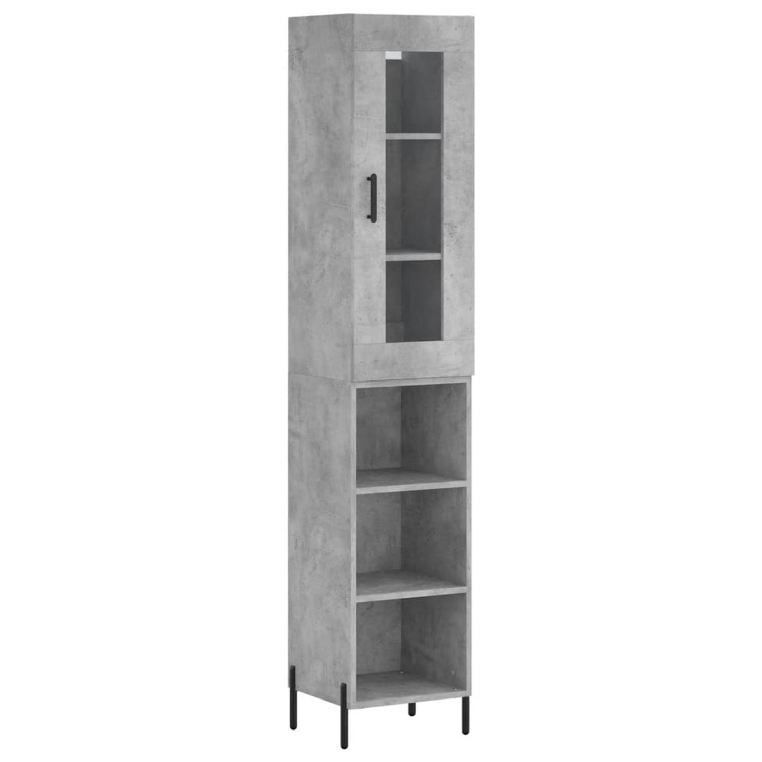 The Living Store Hoge kast 34-5x34x180 cm bewerkt hout betongrijs - Keukenkast