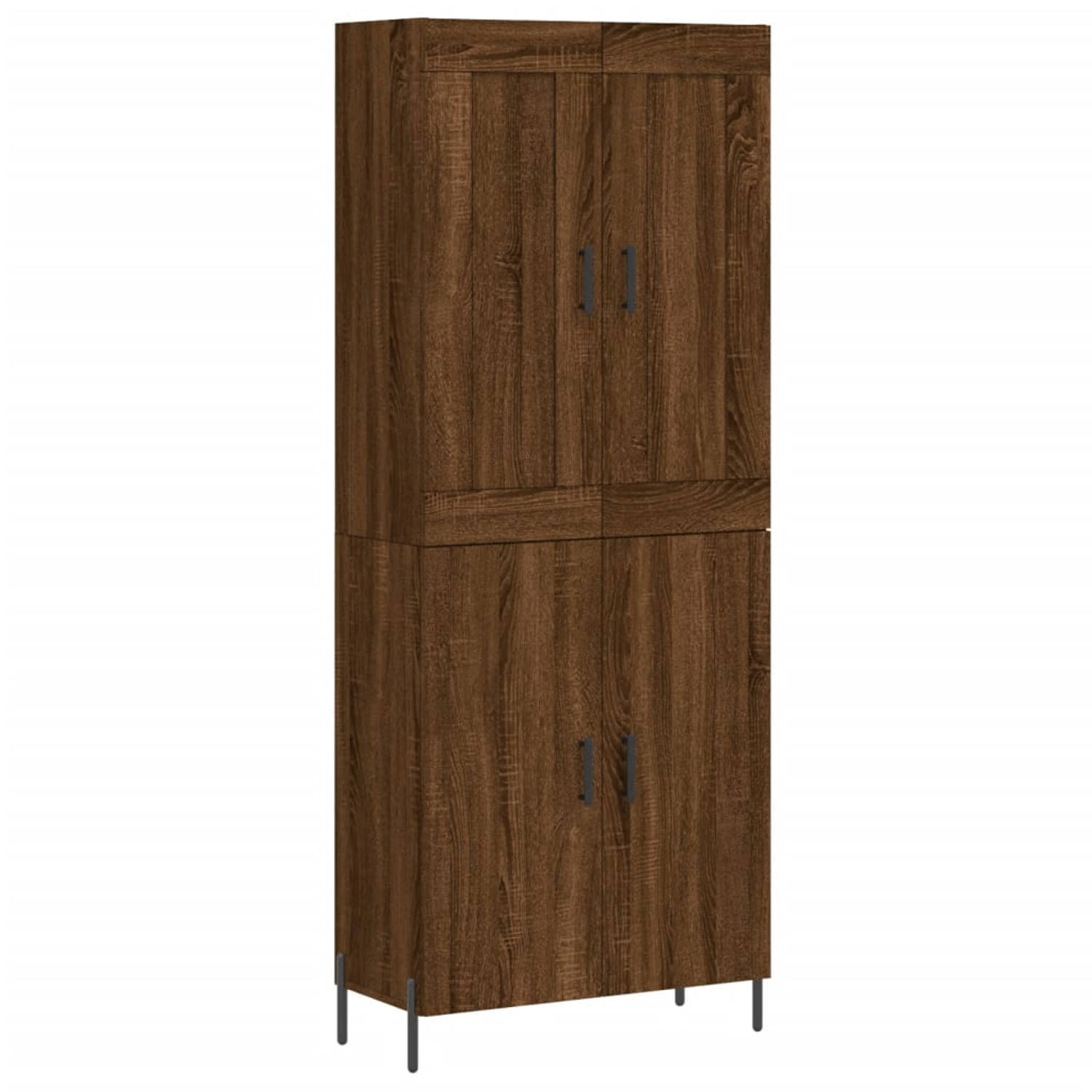 The Living Store-Hoge-kast-69-5x34x180-cm-bewerkt-hout-bruineikenkleurig - Keukenkast