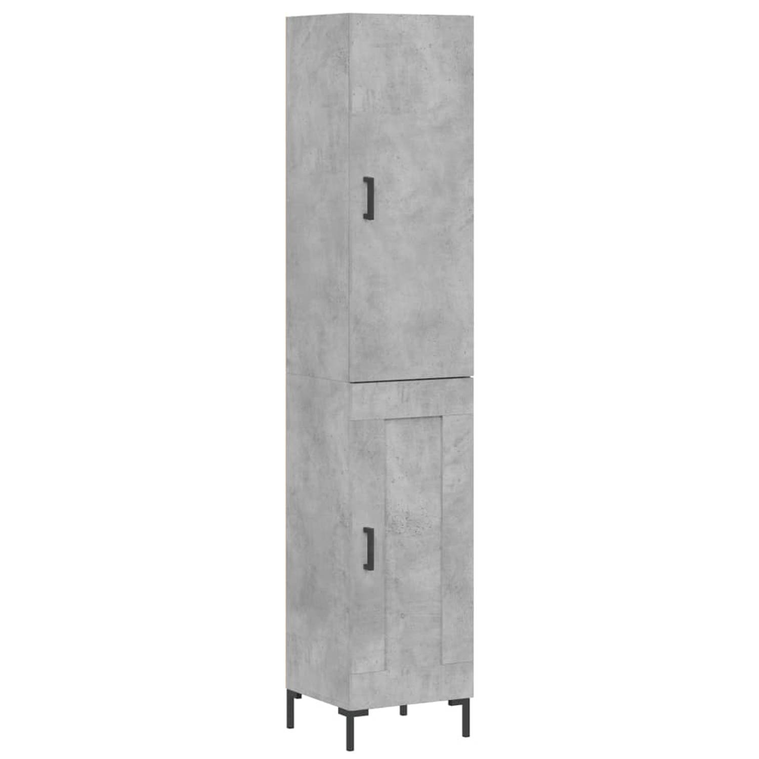 The Living Store opbergkast - hoge kast - betongrijs - 34.5 x 34 x 180 cm - duurzaam materiaal