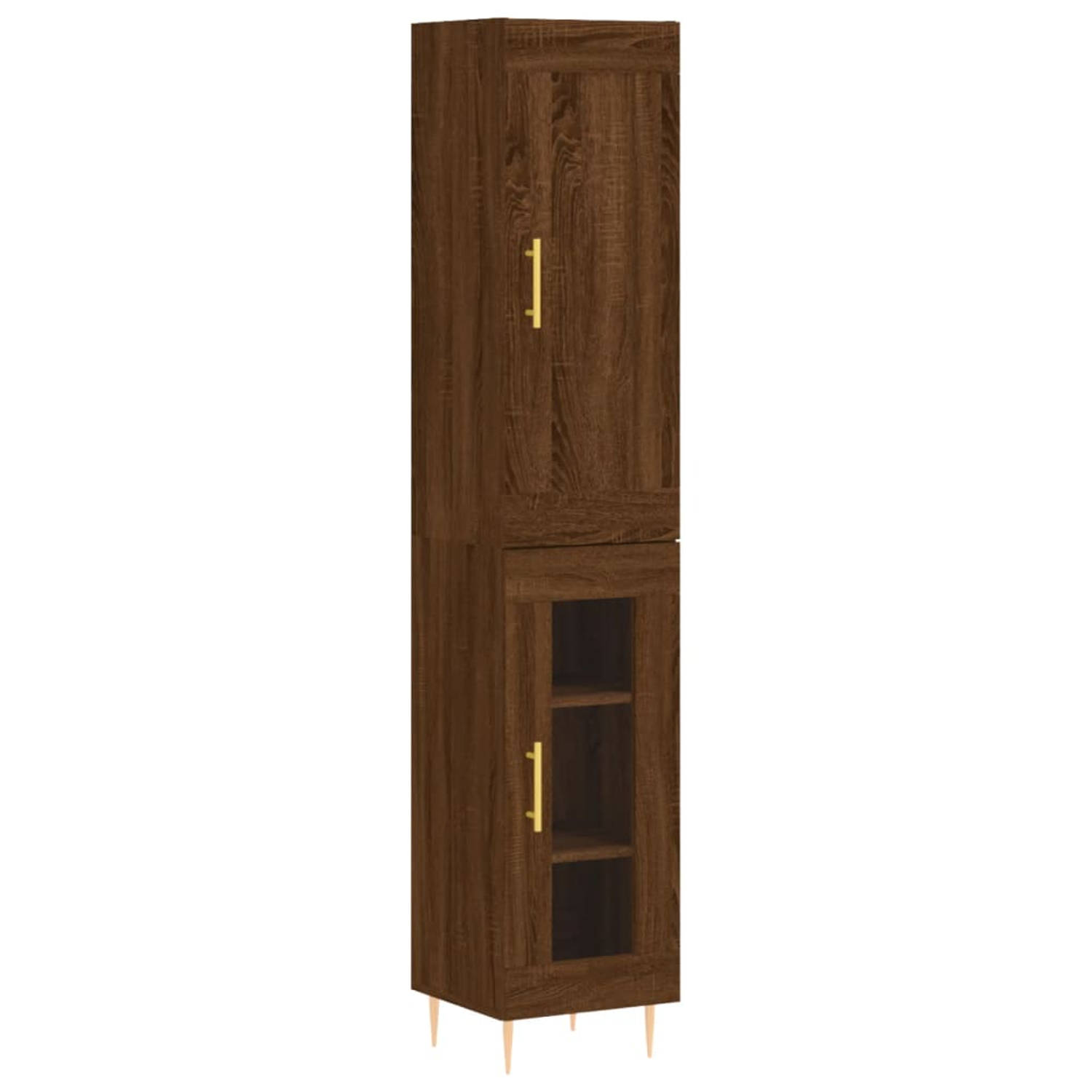 The Living Store Hoge Kast - Bruineiken - Bewerkt Hout - 180 cm