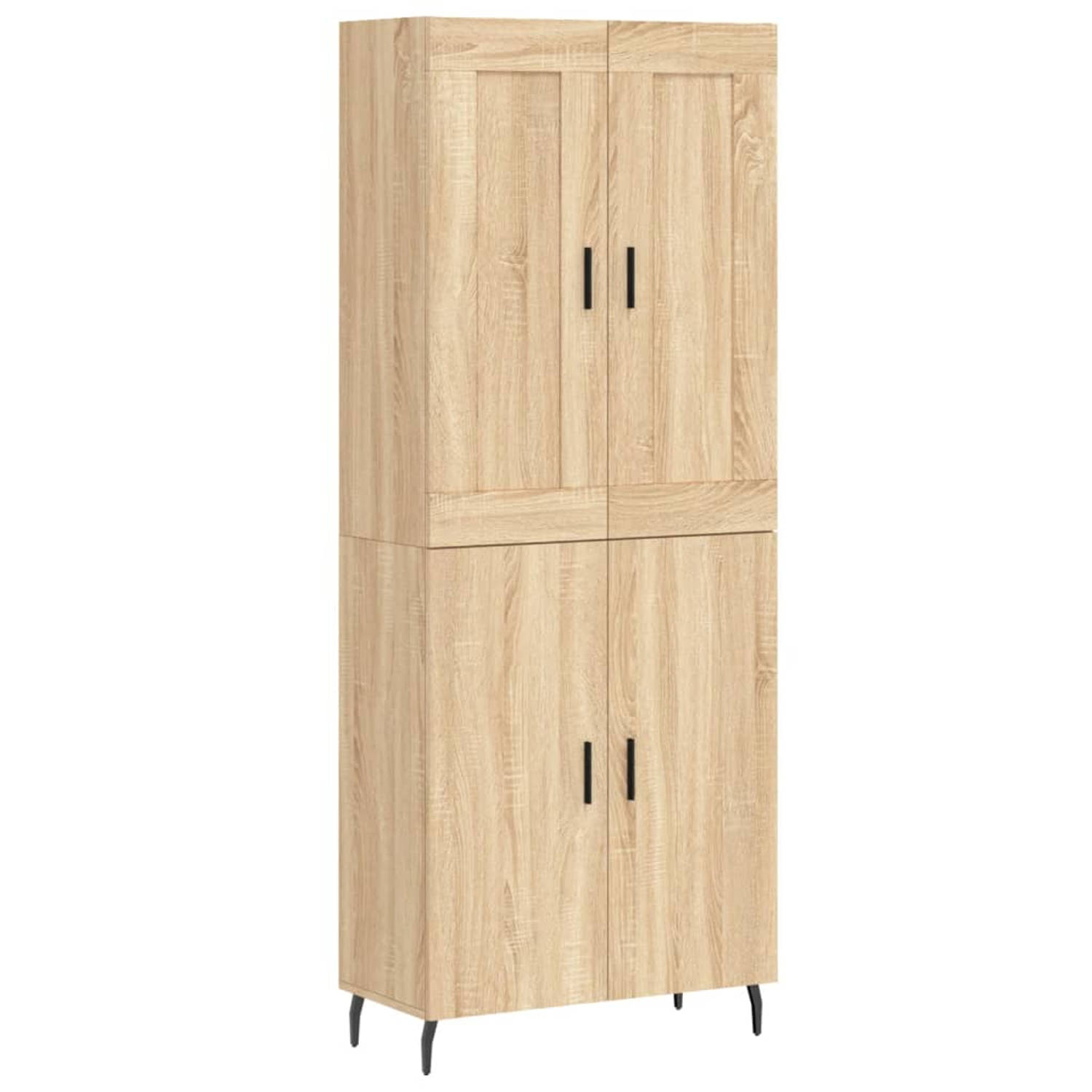 The Living Store Hoge kast Sonoma Eiken - 69.5 x 34 x 180 cm - Duurzaam materiaal