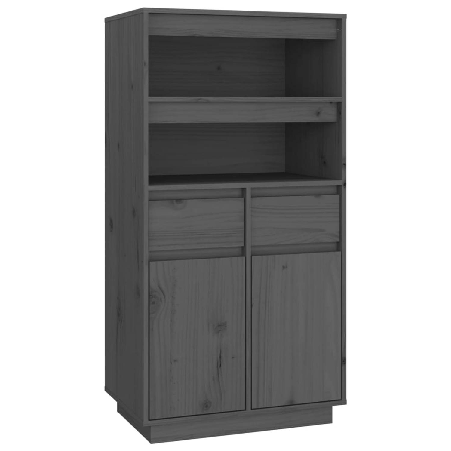 The Living Store Hoge kast 60x40x116-5 cm massief grenenhout grijs - Keukenkast