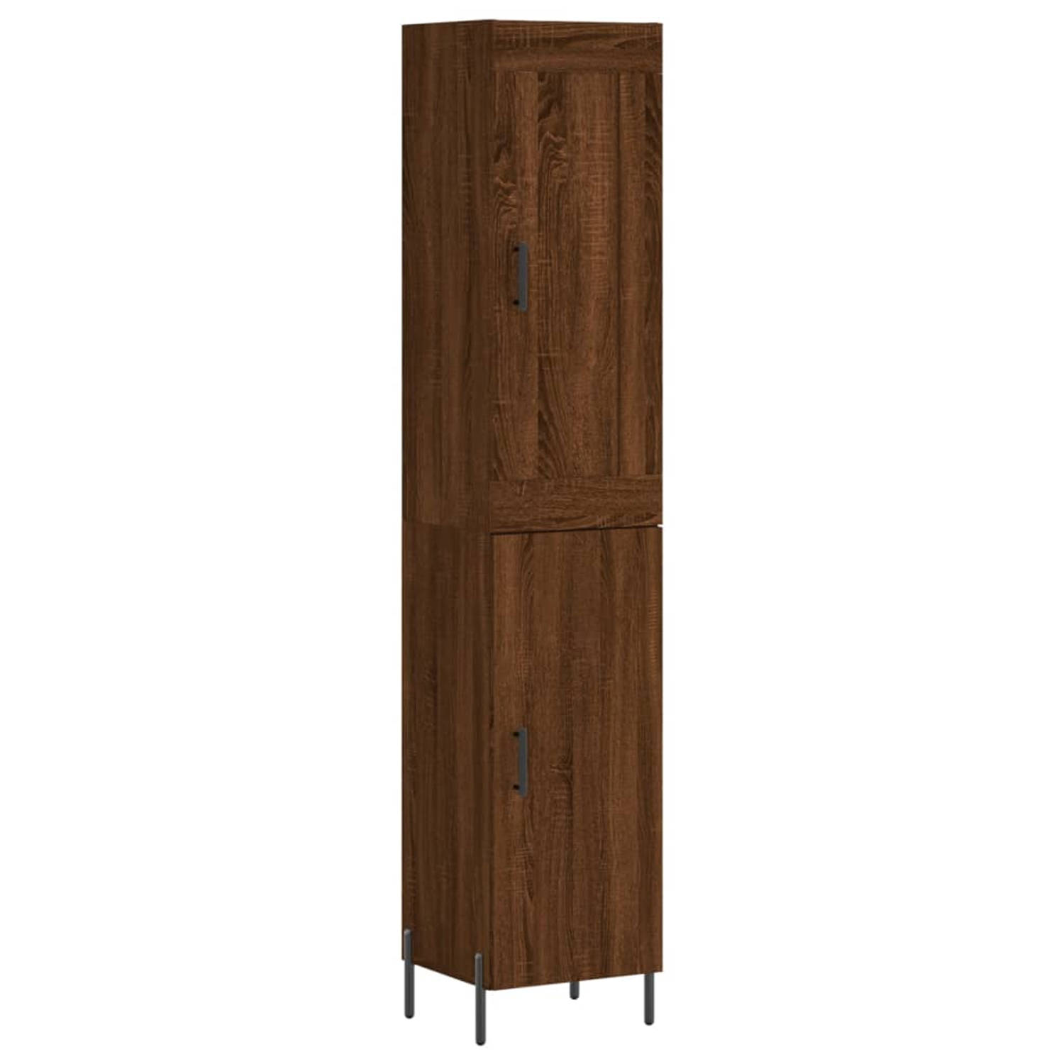 The Living Store Hoge kast 34-5x34x180 cm bewerkt hout bruineikenkleurig - Keukenkast