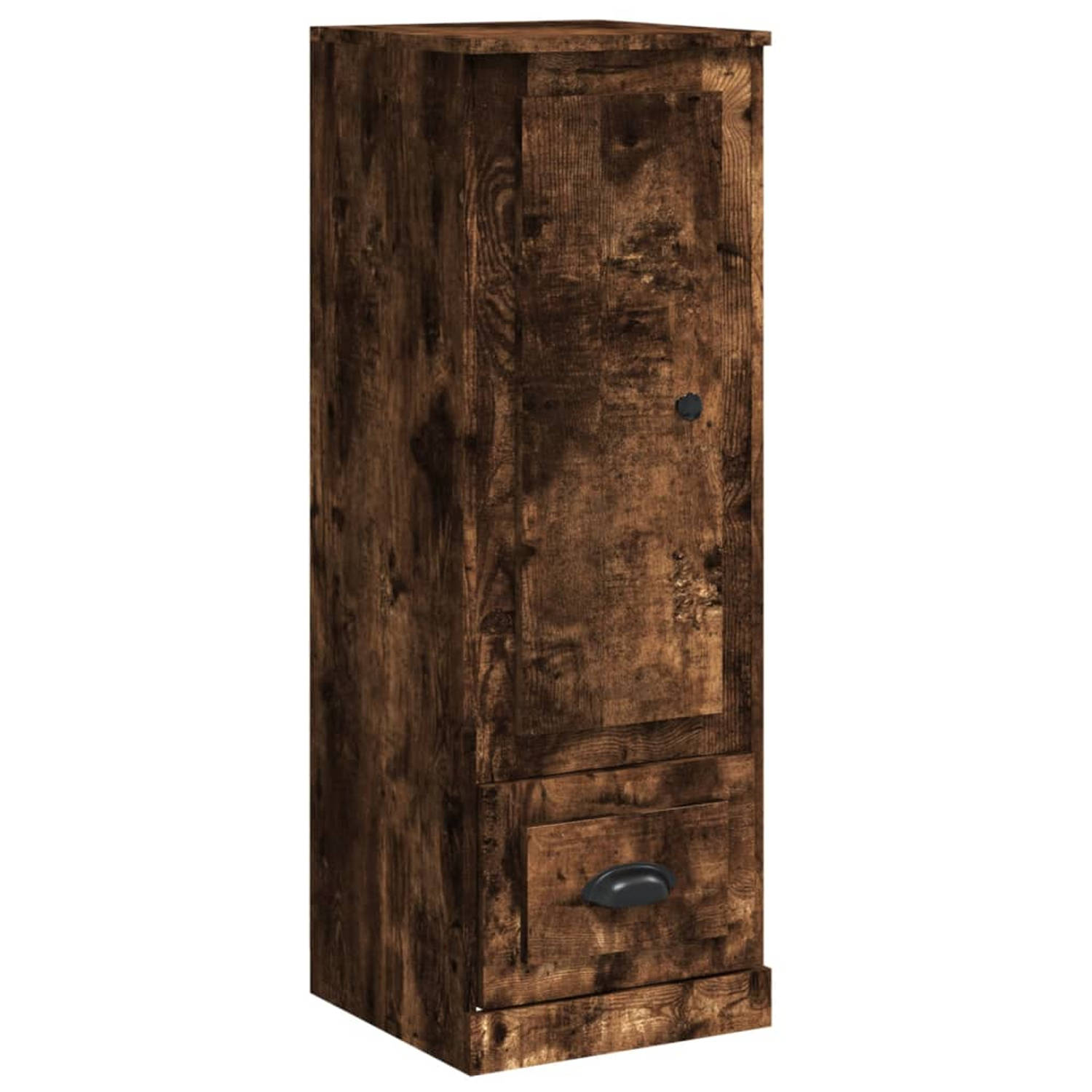 The Living Store Hoge Kast - Buffetkast - 36 x 35.5 x 103.5 cm - Gerookt eiken