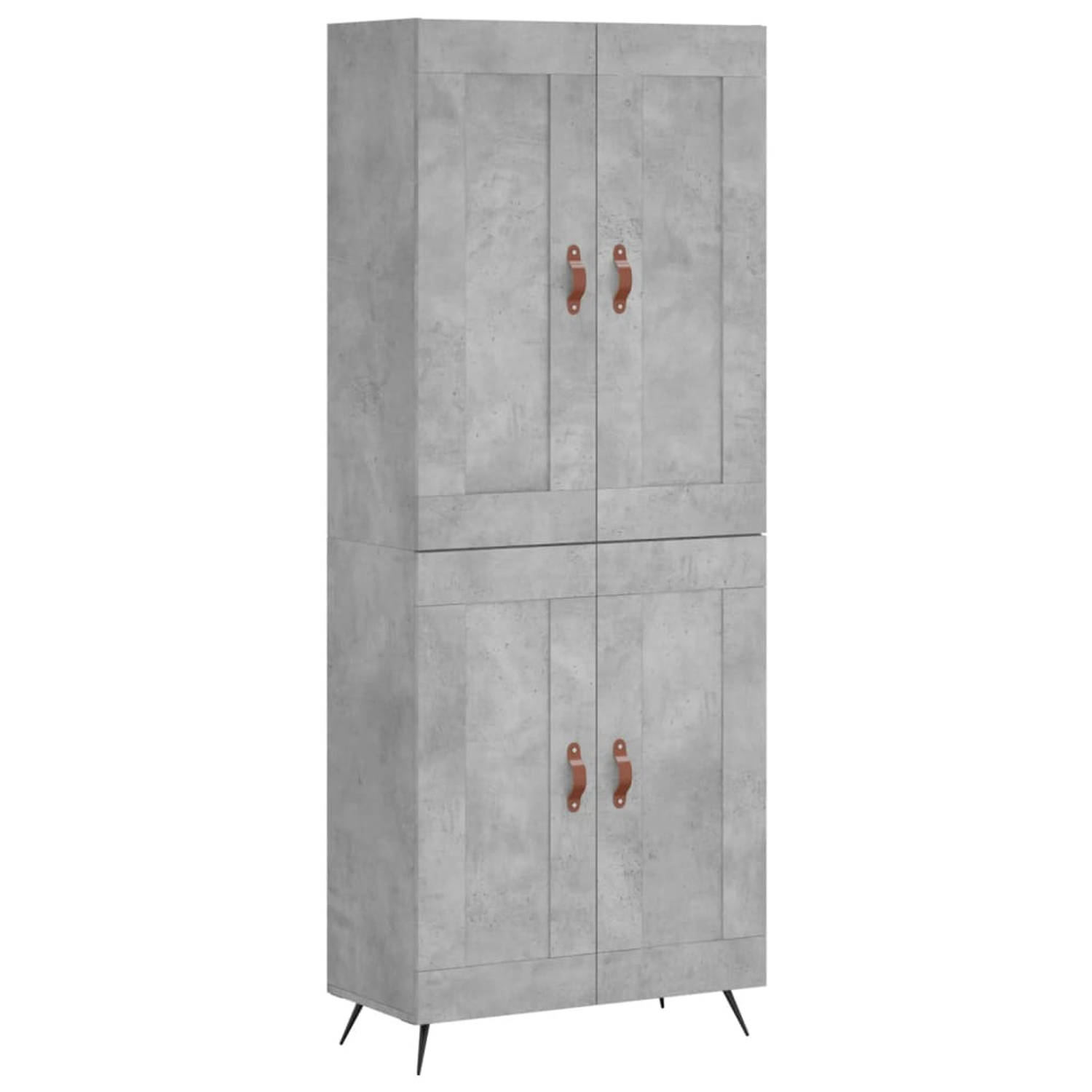 The Living Store Hoge Kast - Bewerkt hout en ijzer - 69.5 x 34 x 180 cm - Betongrijs