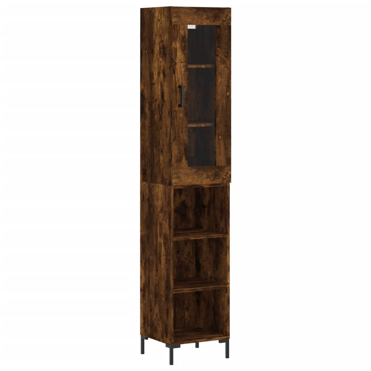 The Living Store Hoge kast 34-5x34x180 cm bewerkt hout gerookt eikenkleurig - Keukenkast