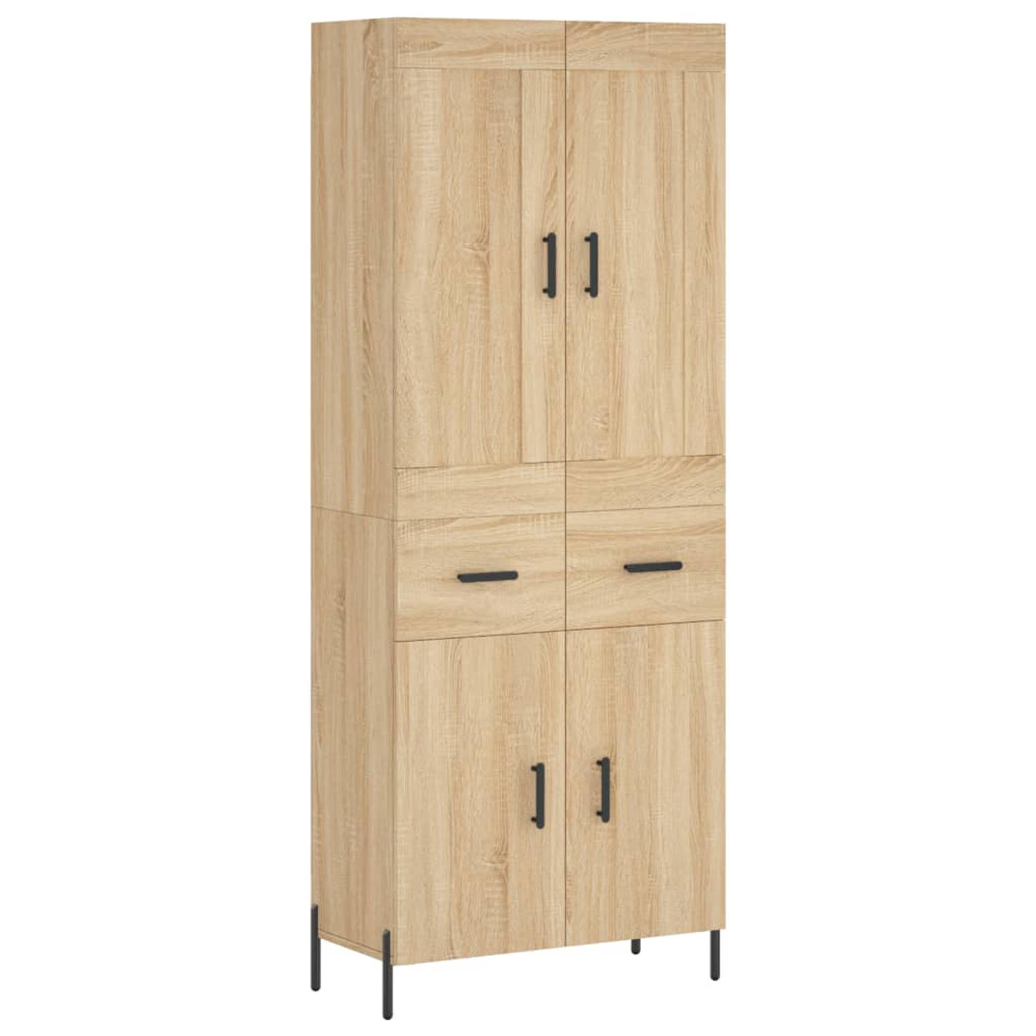 The Living Store Hoge kast - Sonoma eiken - 69.5 x 34 x 180 cm - Duurzaam materiaal