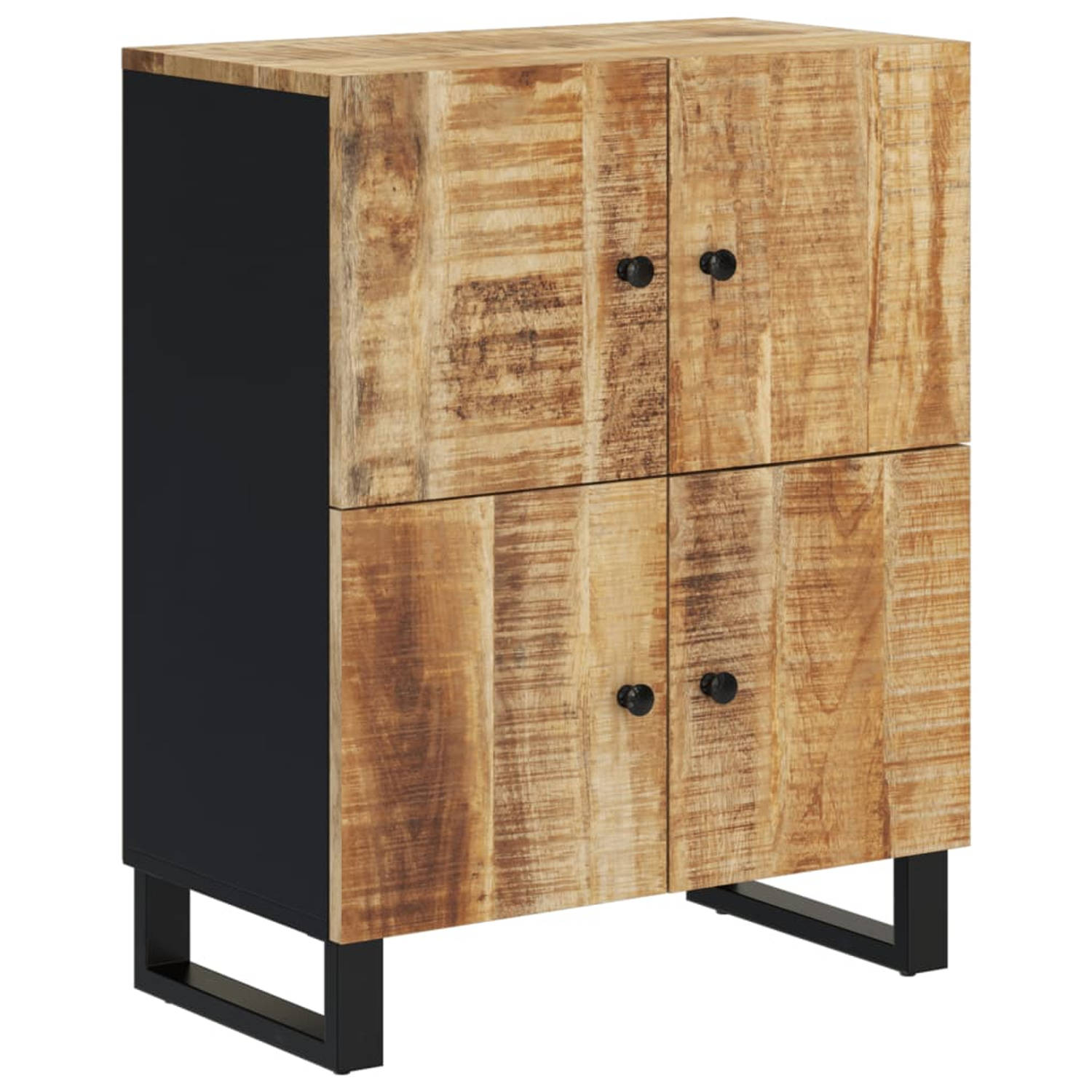 The Living Store Dressoir met 4 deuren 60x33x75 cm massief mangohout - Keukenkast