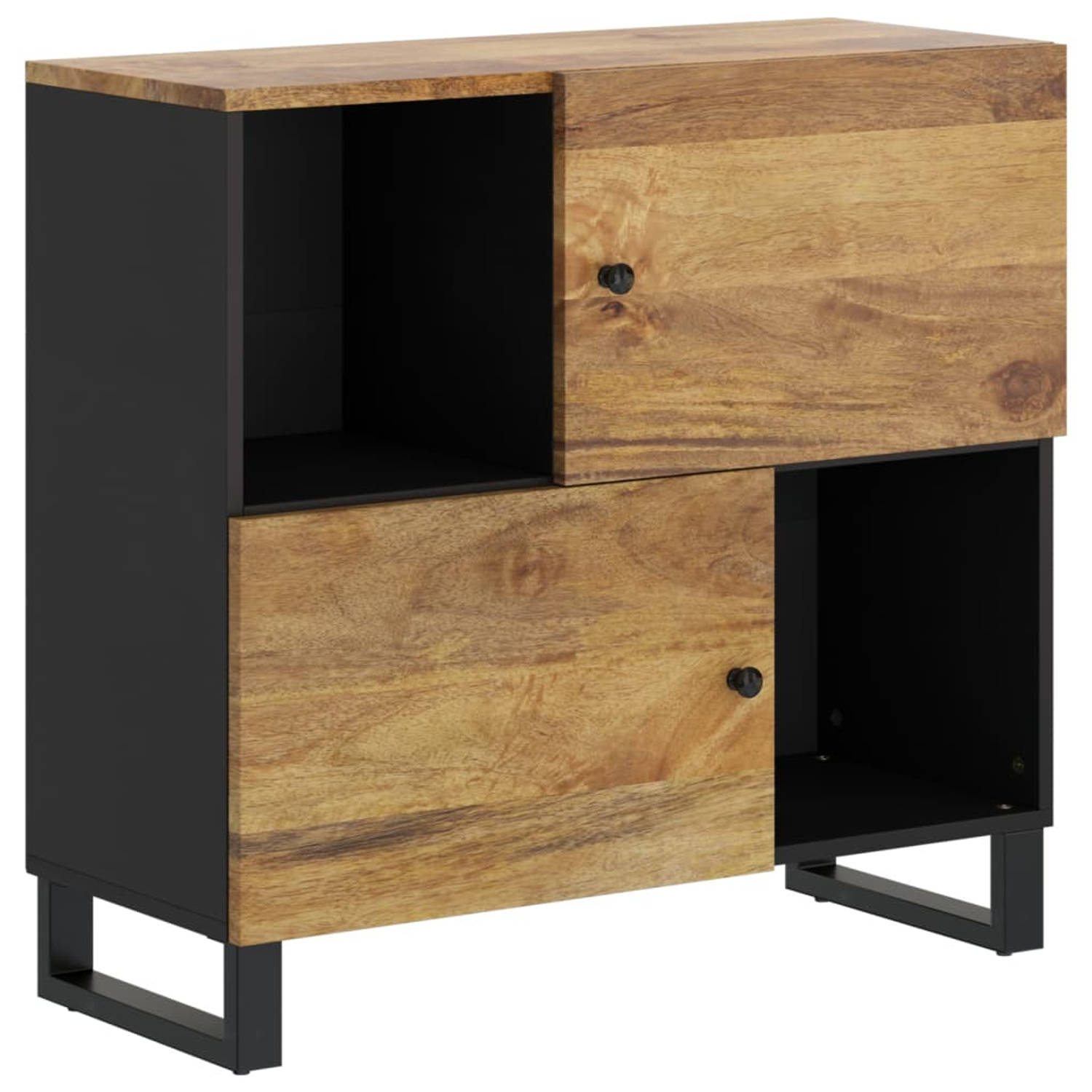 The Living Store Dressoir Classic - Massief Mangohout - 80 x 33 x 75 cm - IJzeren Poten