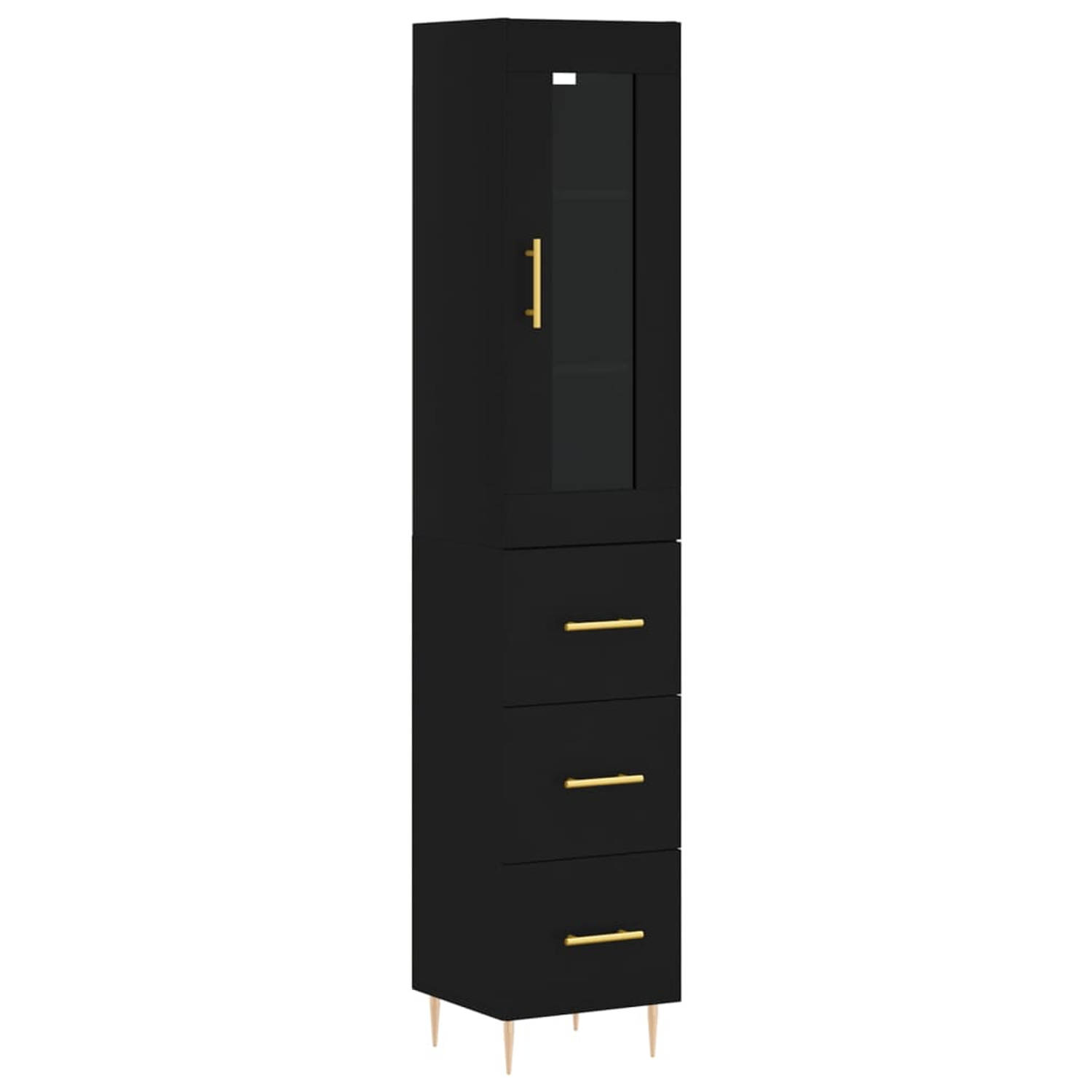 The Living Store Hoge Kast - Zwart - 180 cm - Duurzaam materiaal