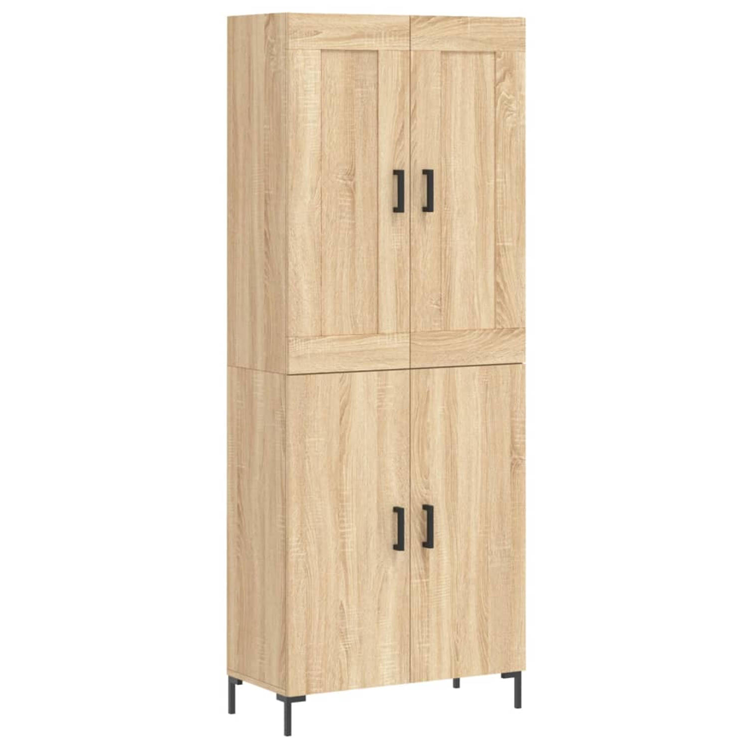 The Living Store-Hoge-kast-69-5x34x180-cm-bewerkt-hout-sonoma-eikenkleurig - Keukenkast