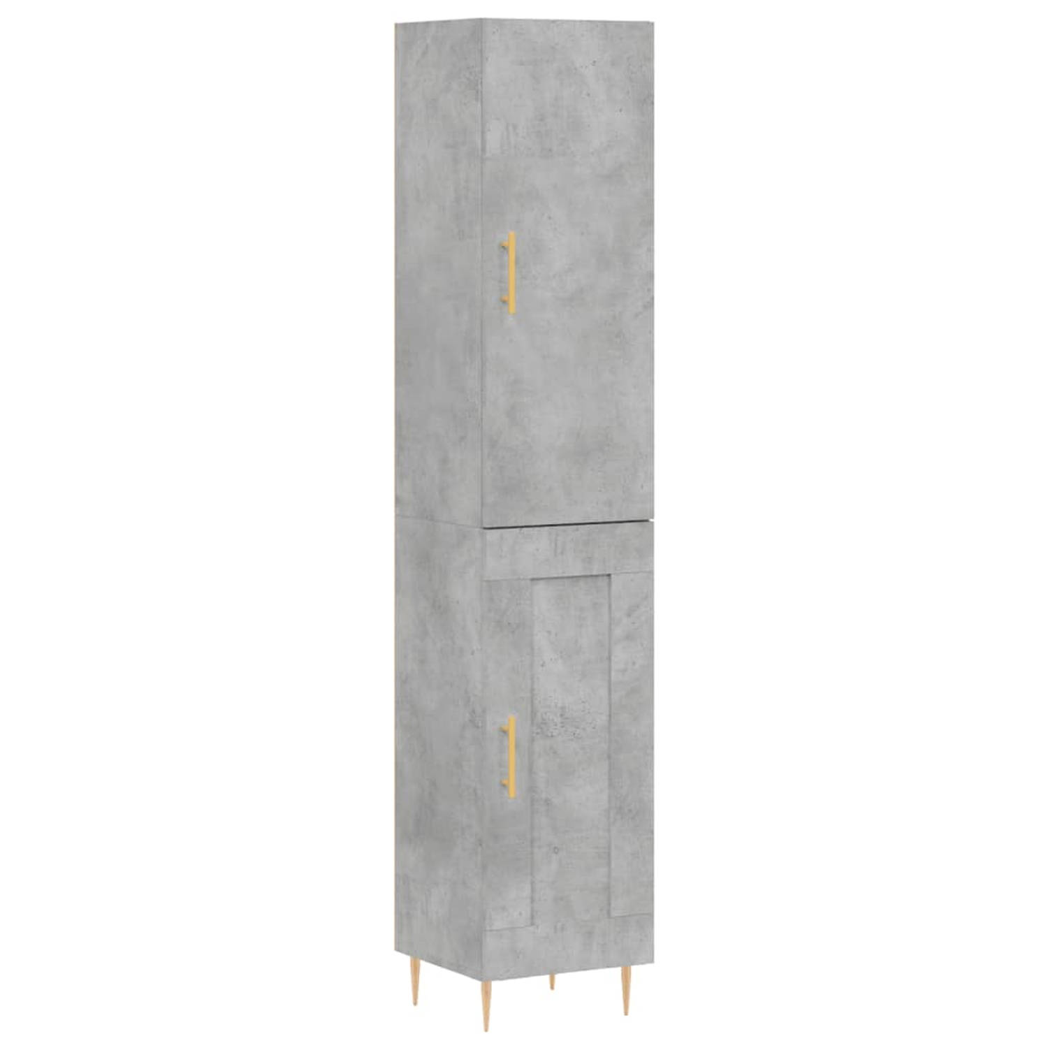 The Living Store - Hoge kast - Betongrijs - 34.5 x 34 x 180 cm - Duurzaam materiaal