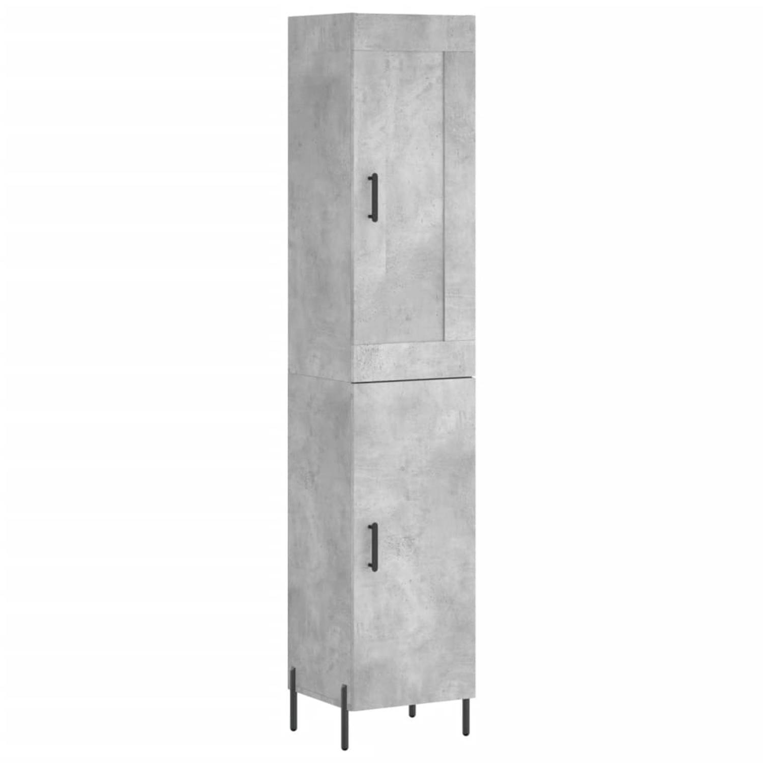 The Living Store - Hoge Kast - Betongrijs - 180 cm - Duurzaam materiaal