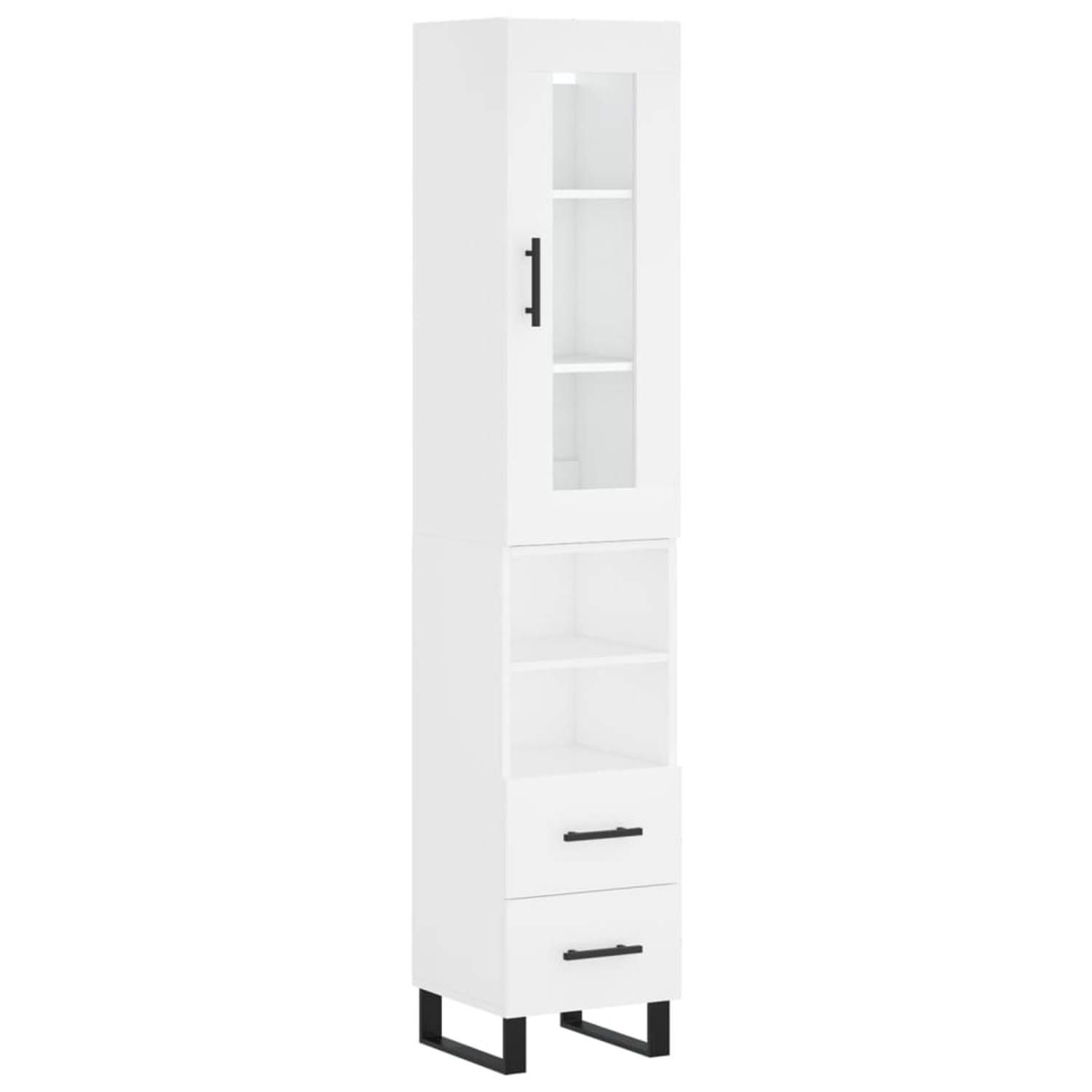 The Living Store Hoge Kast - Wit - 180 cm - Metalen Voeten