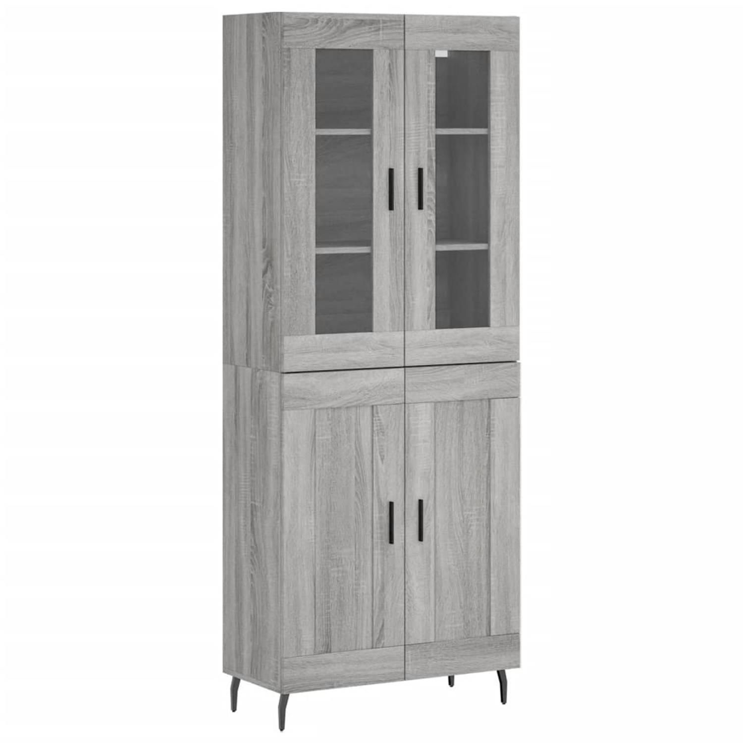 The Living Store Hoge Kast - Grijs Sonoma Eiken - 69.5 x 34 x 180 cm - Duurzaam Materiaal