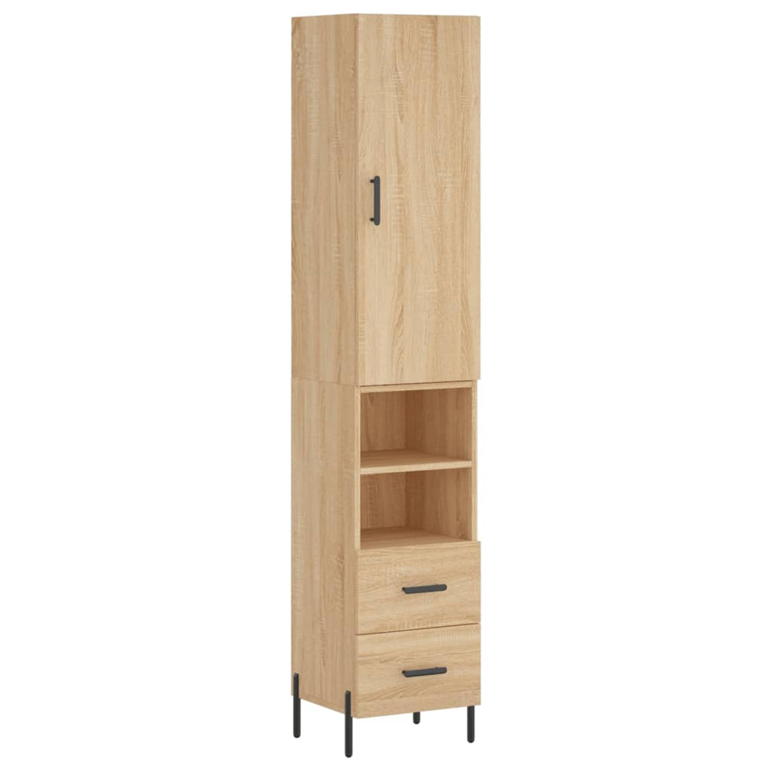 The Living Store Hoge Kast - Sonoma Eiken - 34.5 x 34 x 180 cm - Duurzaam Materiaal