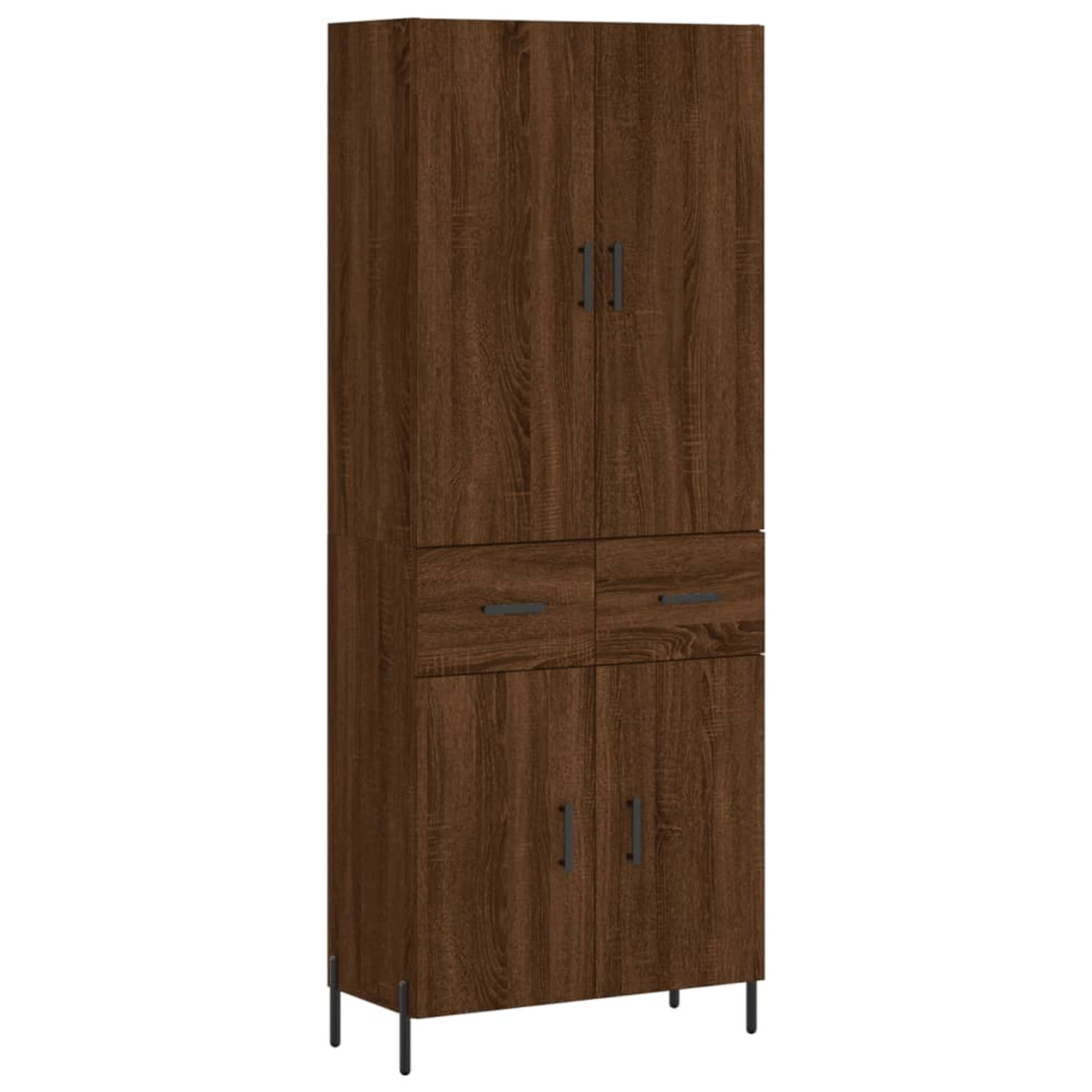 The Living Store Hoge kast 69-5x34x180 cm bewerkt hout bruineikenkleurig - Keukenkast