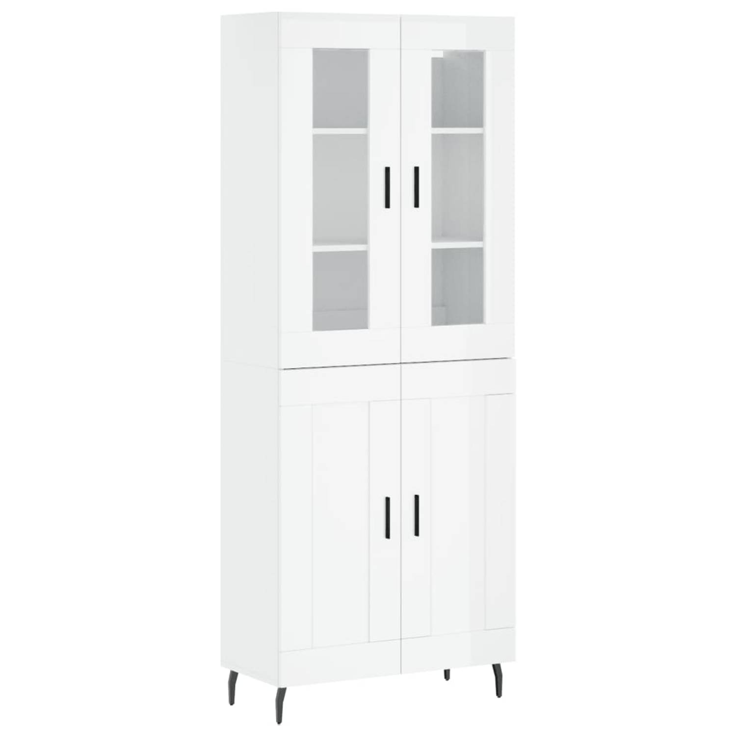 The Living Store Hoge kast - Hoogglans wit - 69.5 x 34 x 180 cm - Duurzaam hout