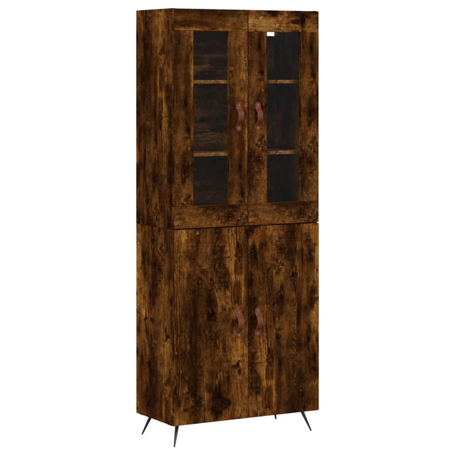 The Living Store Hoge Kast - Gerookt Eiken - Dressoir 69.5x34x90cm - Opzetkast 69.5x34x90cm