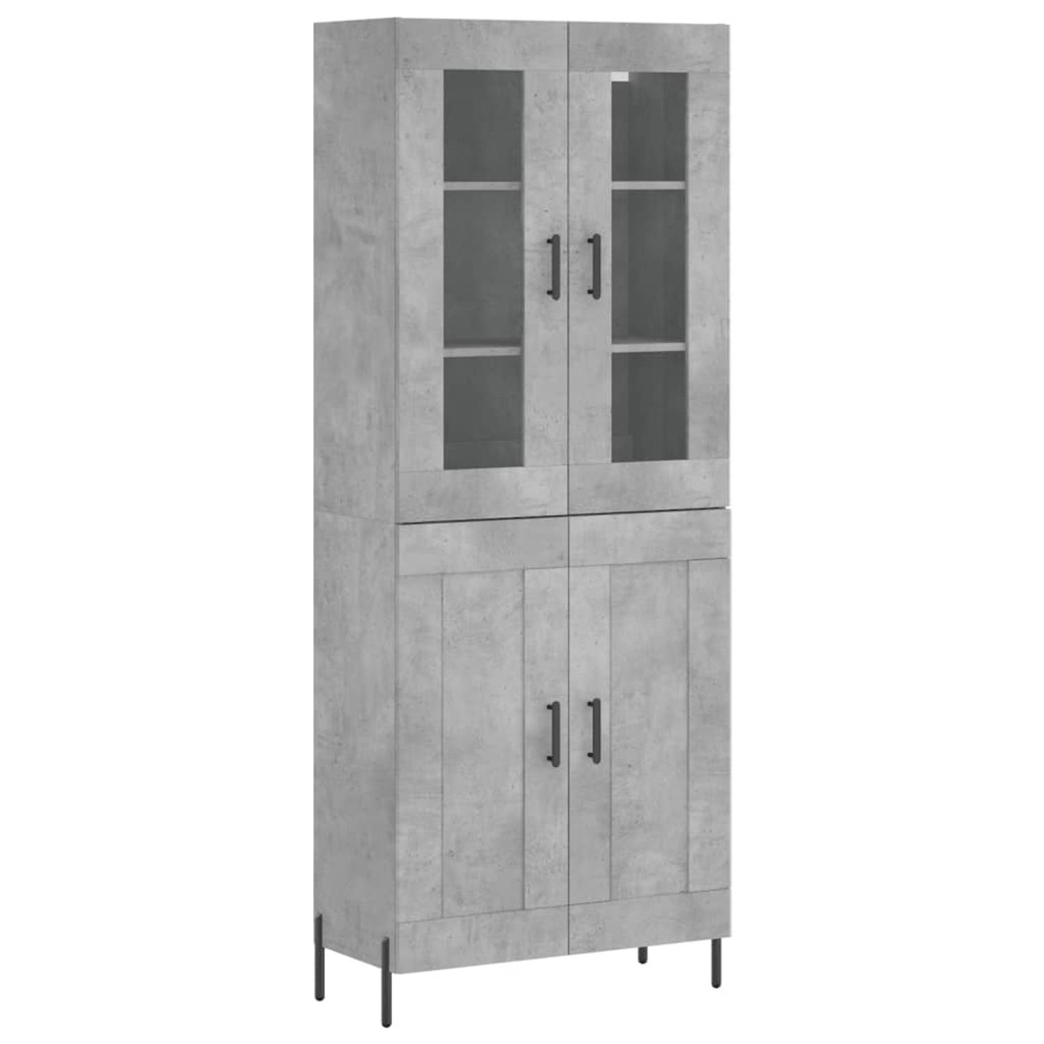 The Living Store Hoge Kast - Betongrijs - 180 cm (B x D x H)