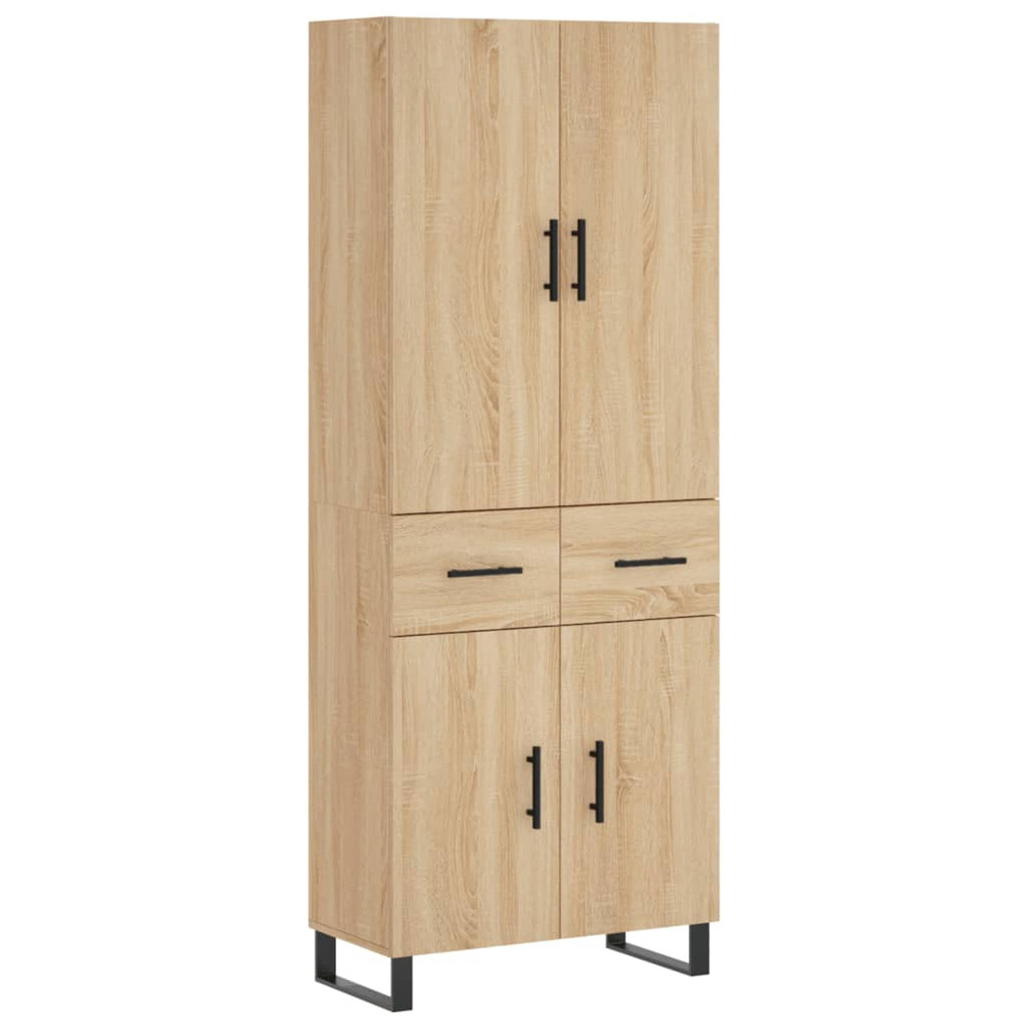 The Living Store Hoge kast - Sonoma Eiken - Bewerkt hout/metaal - 69.5 x 34 x 180 cm