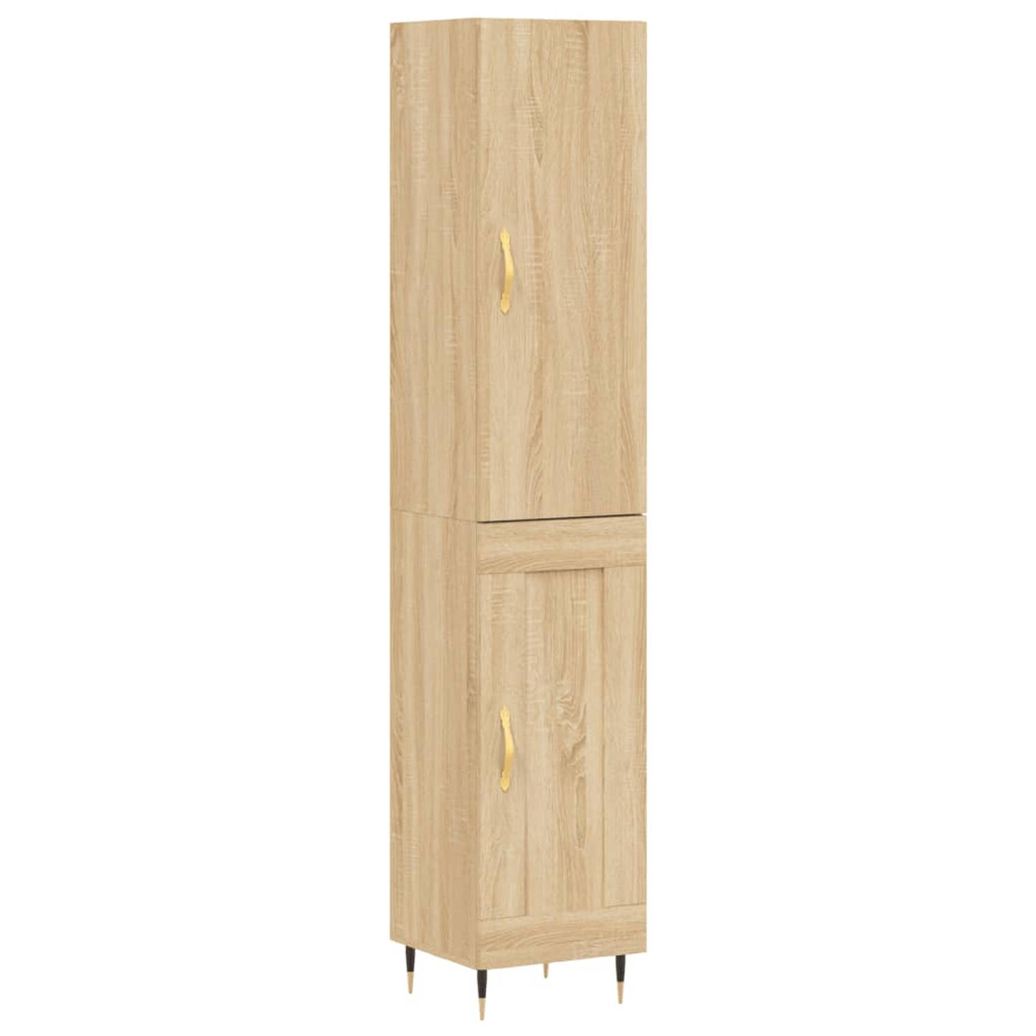 The Living Store Opbergkast - Sonoma Eiken - 34.5 x 34 x 180 cm - Duurzaam materiaal