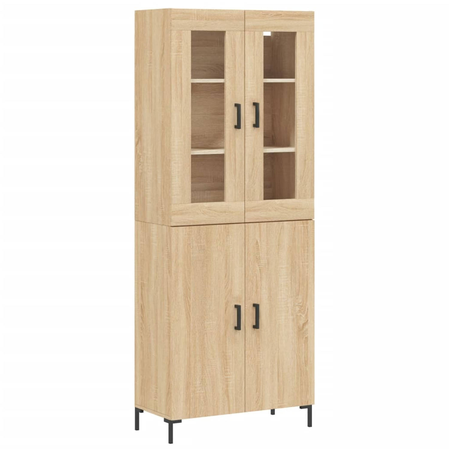 The Living Store Opbergkast - Hoge Kast Sonoma Eiken - 69.5 x 34 x 180 cm - Duurzaam materiaal