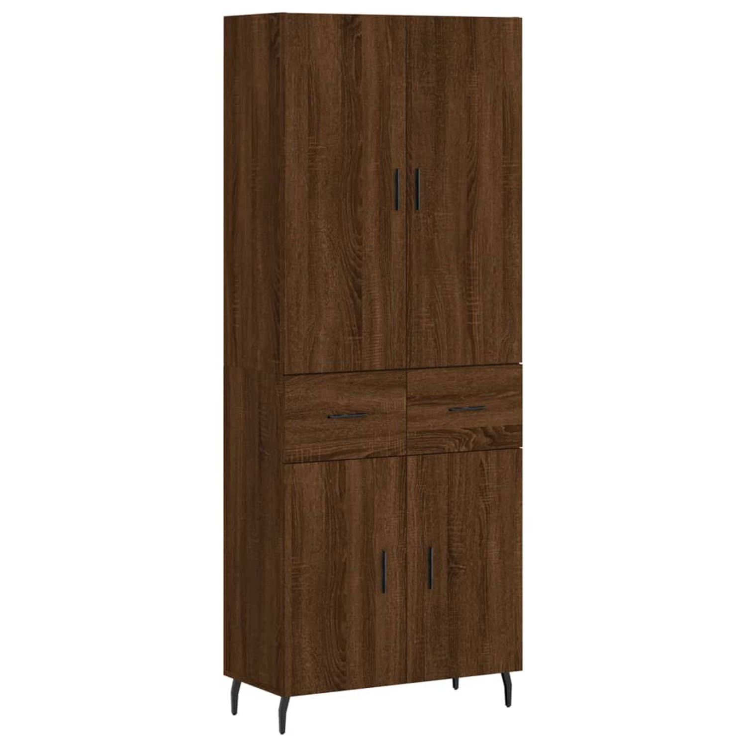 The Living Store Hoge Kast - Opbergkast Bruineiken - 180 cm - Duurzaam hout